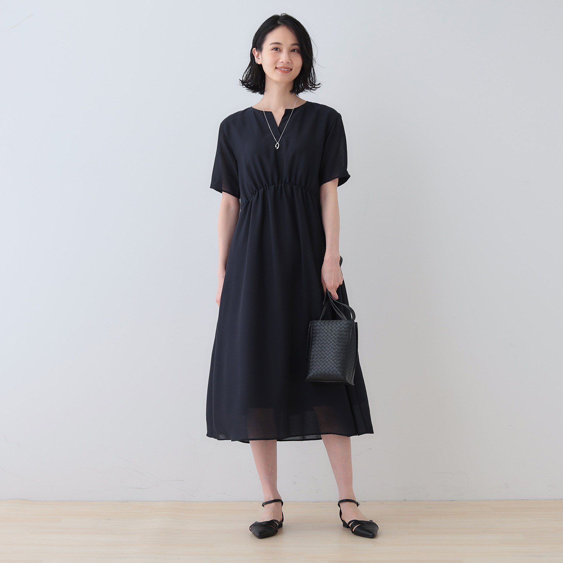 INDIVI「【洗える／エアリー】ハイウエストワンピース」|ワンピース|