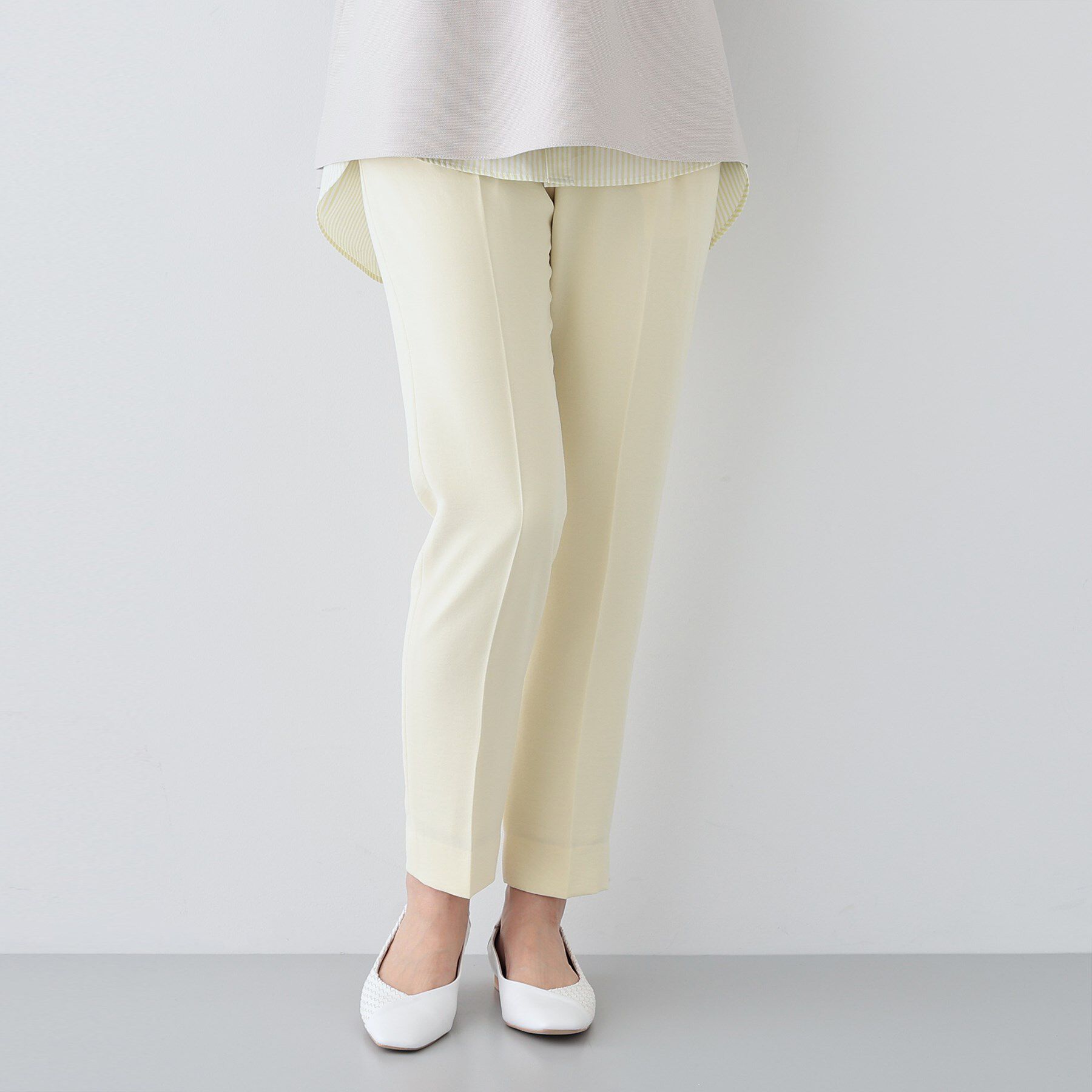 INDIVI「【着る日傘/遮熱/UVケア】タックテーパードパンツ」|その他|イエロー(031)