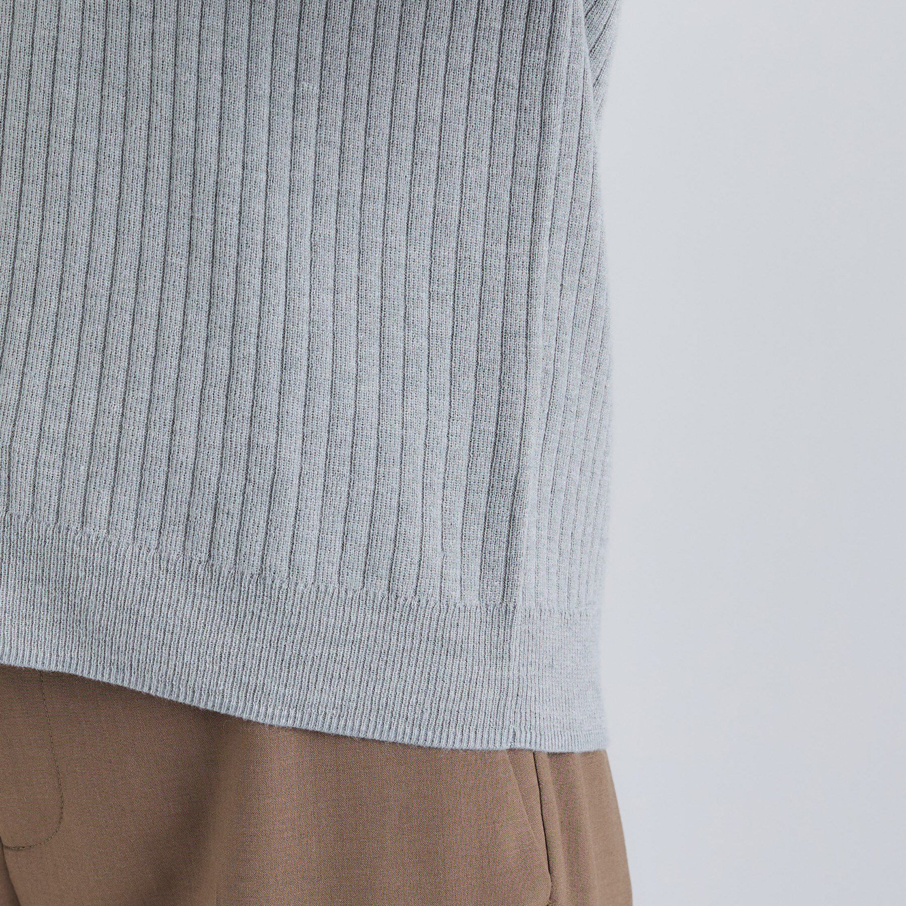 INDIVI「【トレンド】衿付きワイドリブニット」|カーディガン|