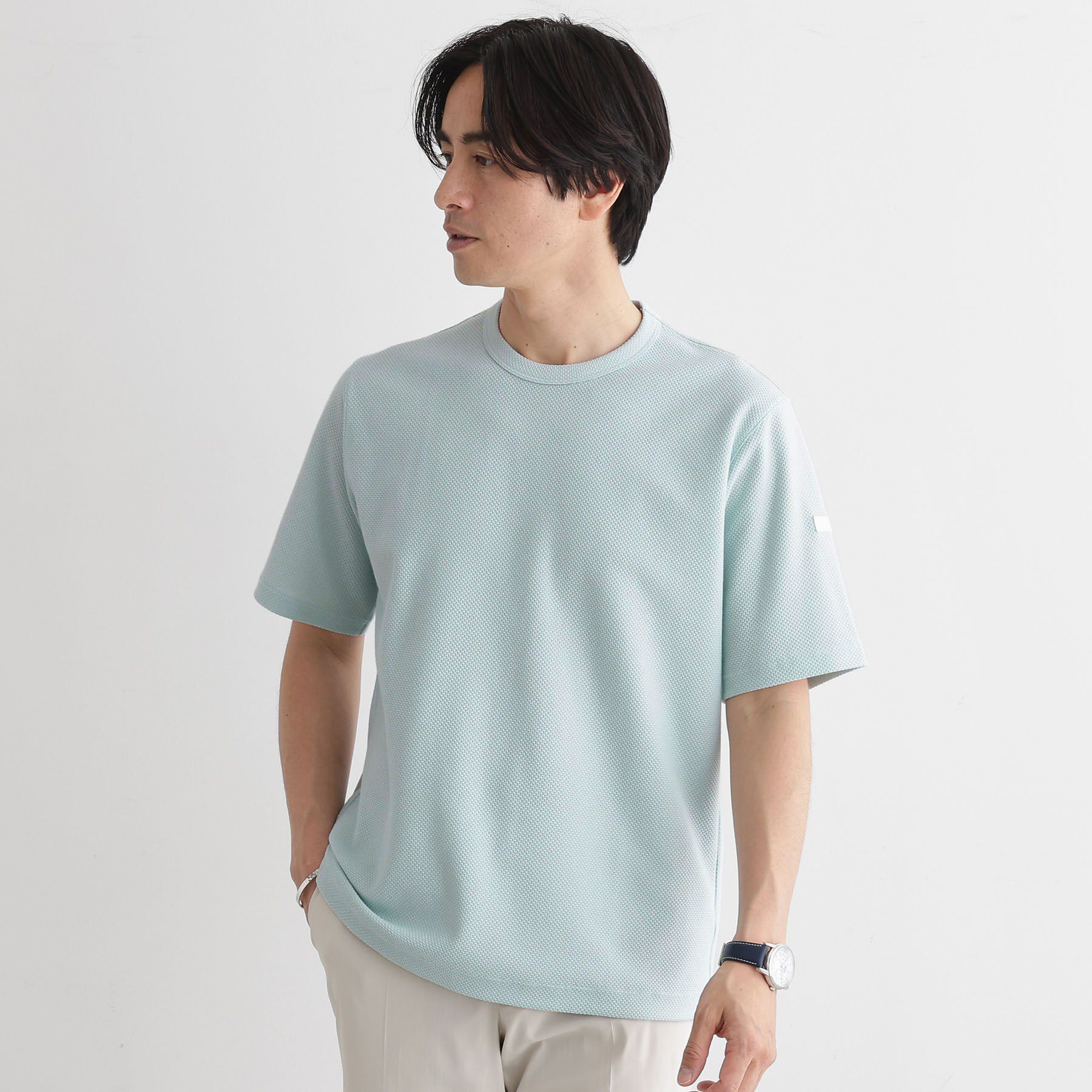 TAKEO KIKUCHI「【尾州織/Made in JAPAN】メランジ Tシャツ」|Tシャツ・カットソー|ブルー(091)