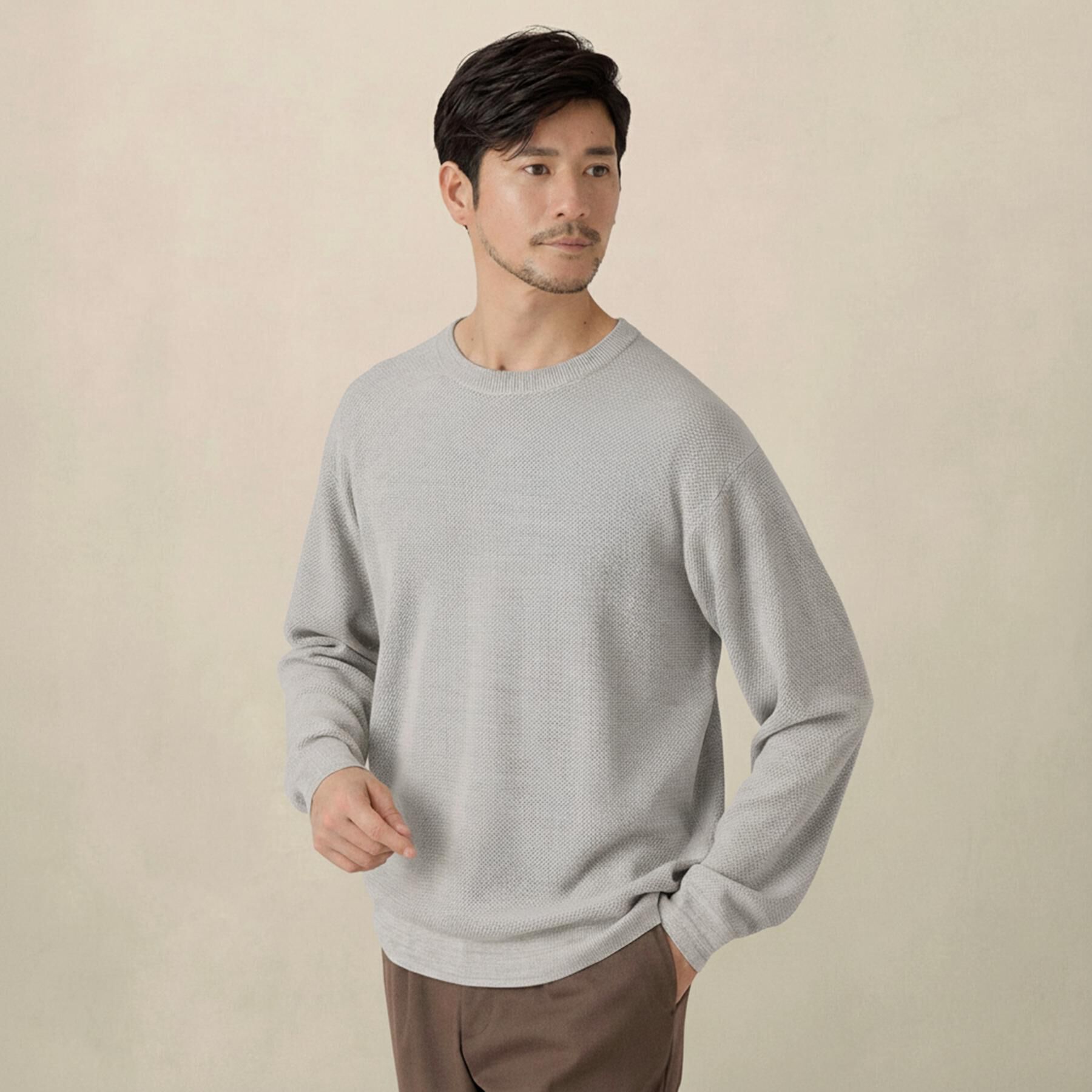 TAKEO KIKUCHI「カラーメランジ プルオーバーニット」|ニット・セーター|ライトグレー(011