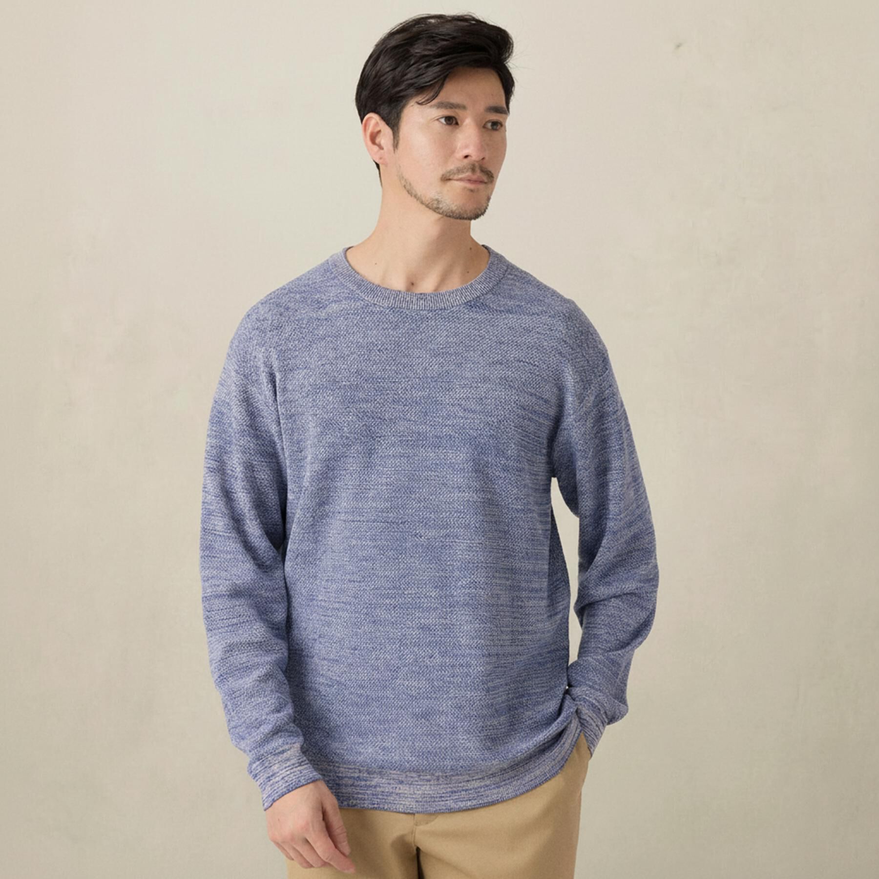TAKEO KIKUCHI「カラーメランジ プルオーバーニット」|ニット・セーター|ブルー(092)