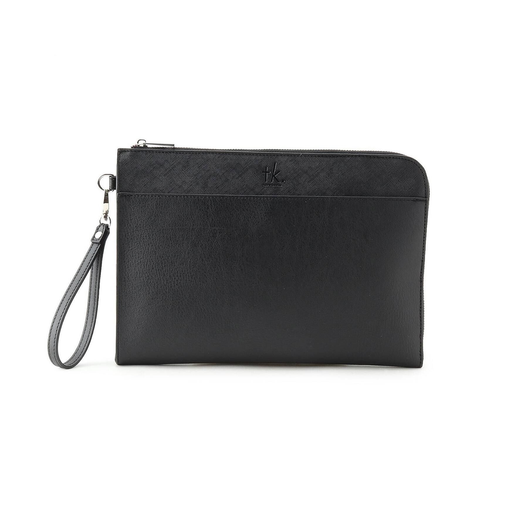 tk.TAKEO KIKUCHI「レザー調ジップクラッチバッグ」|クラッチバッグ|ブラック(019)