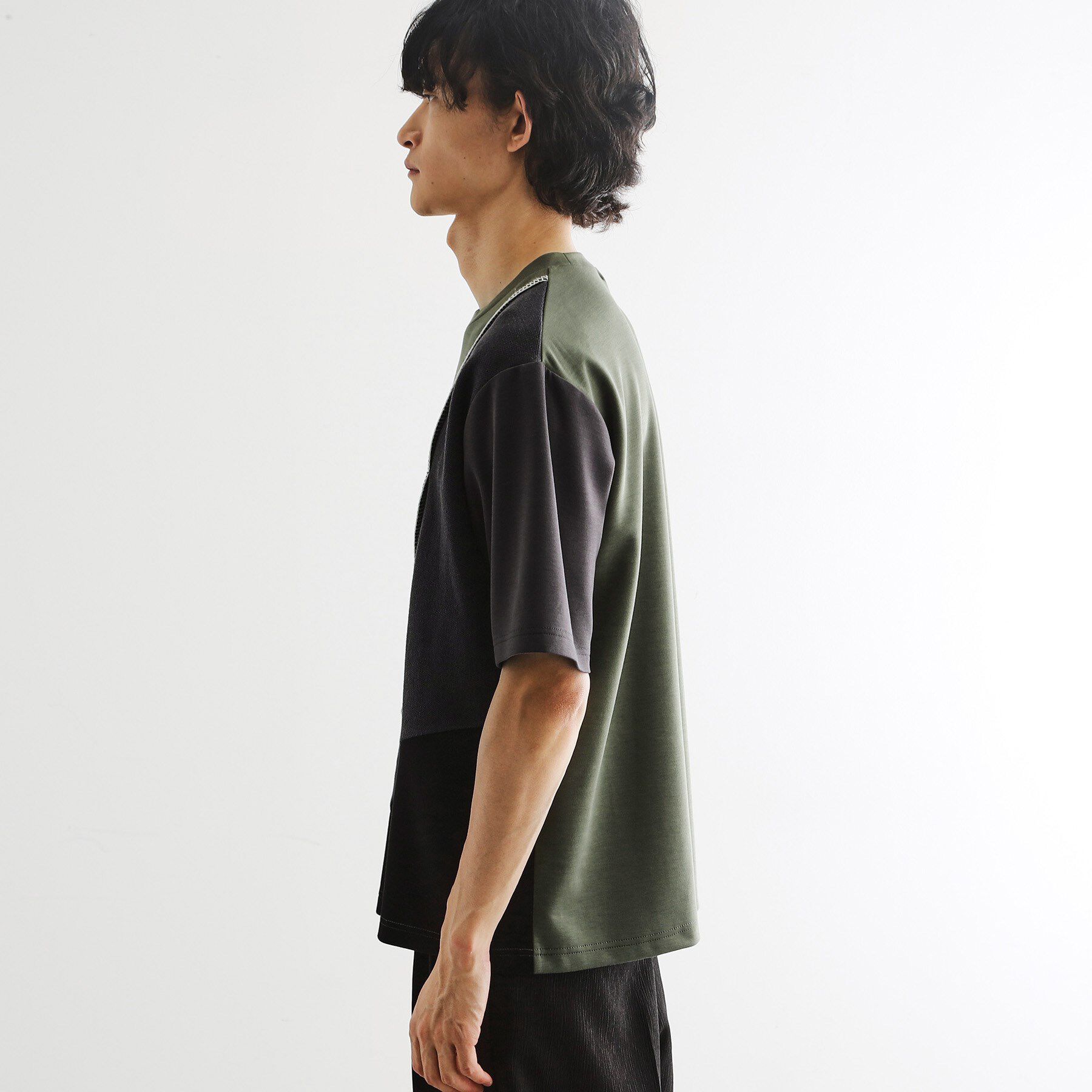 tk.TAKEO KIKUCHI「ニットドッキングカーブスイッチカットソー」|Tシャツ・カットソー|