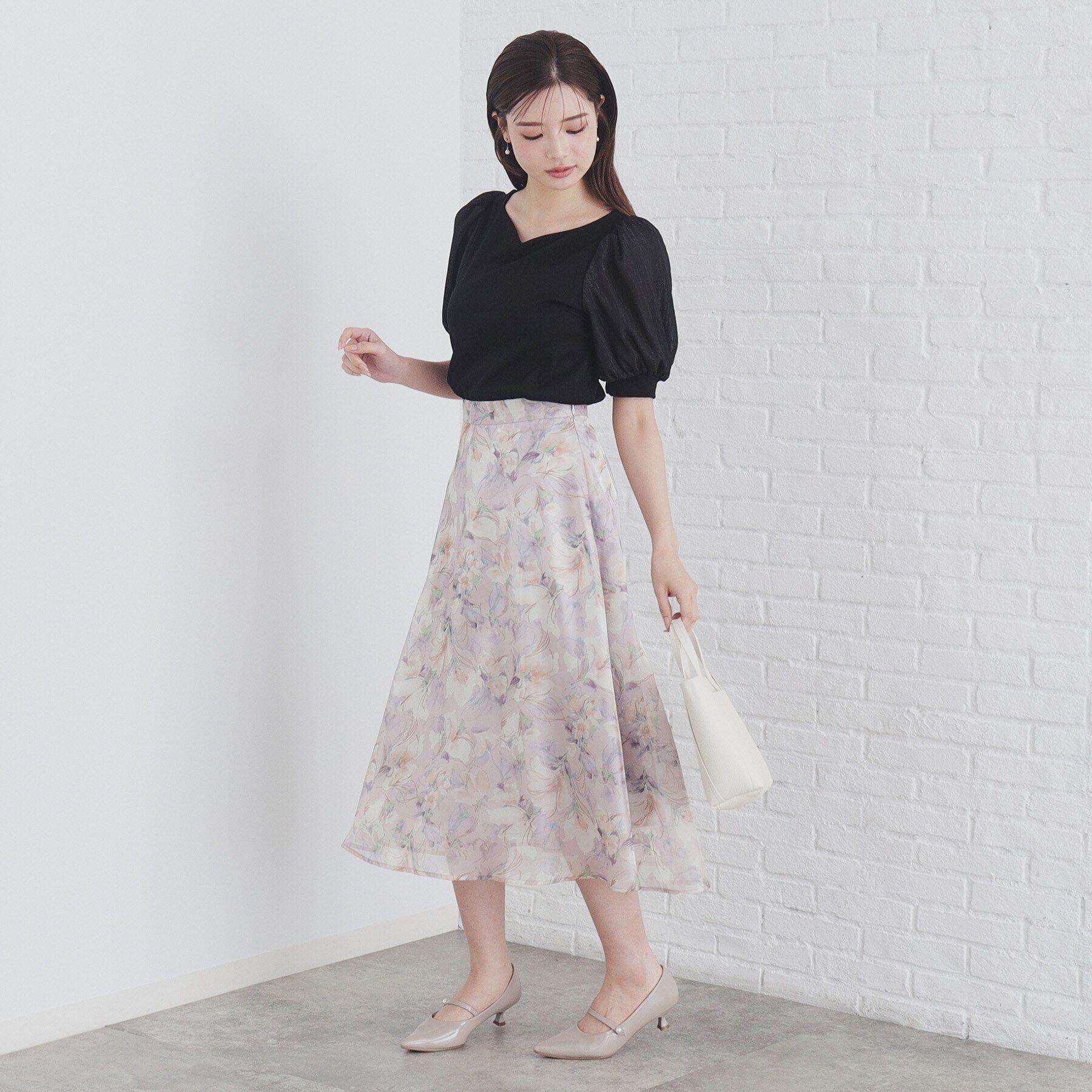 index「シアースリーブハートネックトップス【洗濯機洗い可】」|Tシャツ・カットソー|