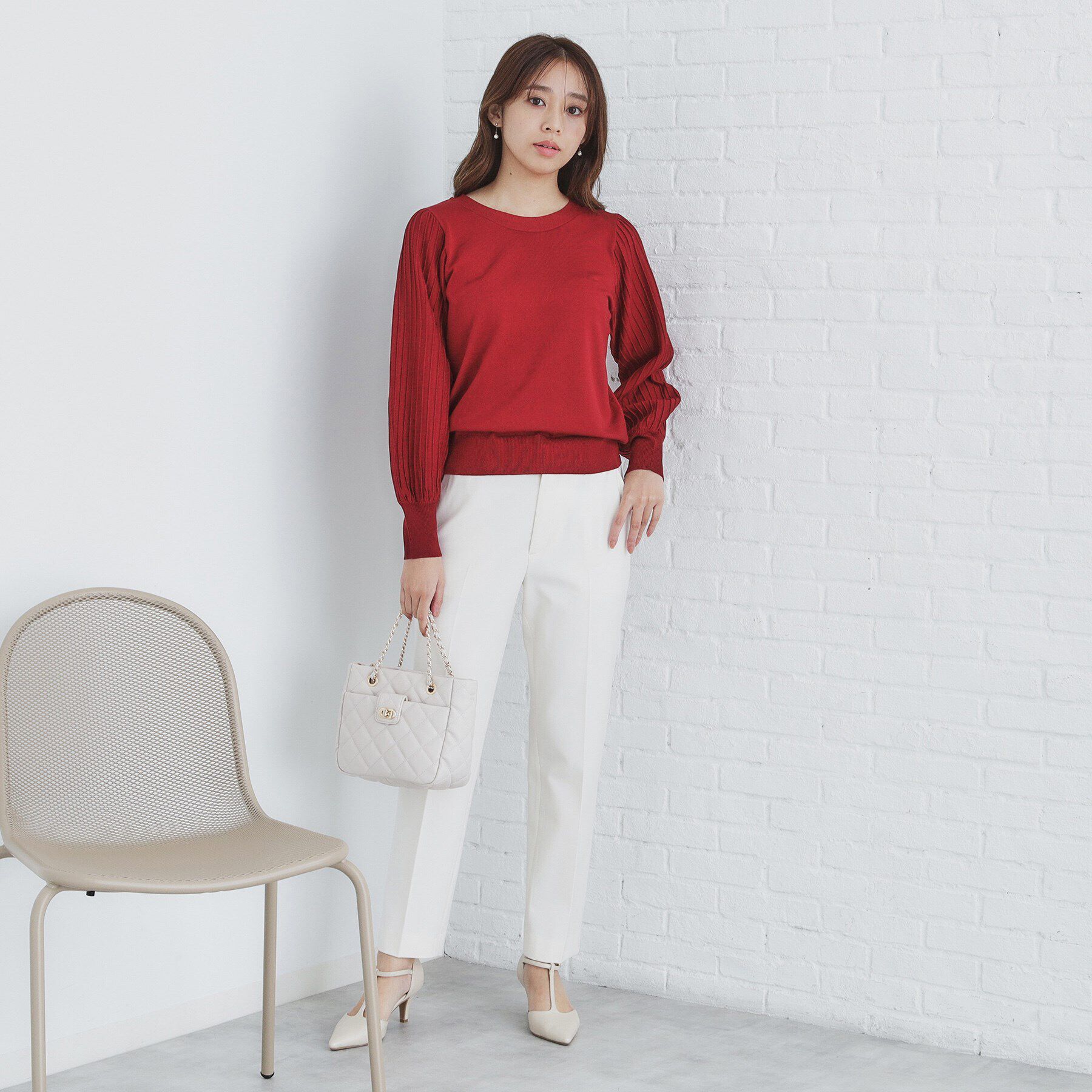 index「前後2way プリーツスリーブニット【洗濯機洗い可/抗ピル】」|ニット・セーター|