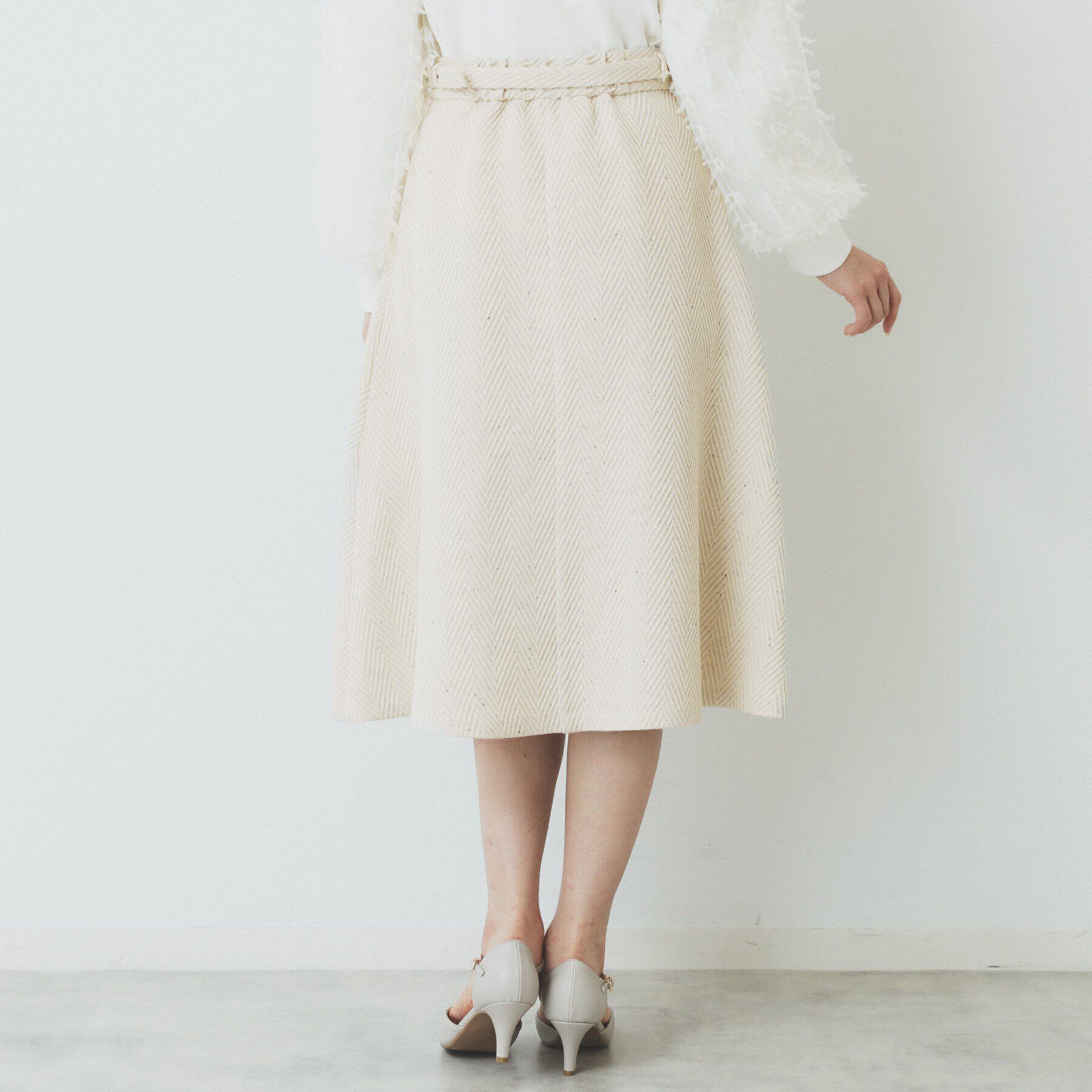 index「ツイードヘリンボーンフレアスカート【洗濯機洗い可/イージーアイロン】」|スカート|