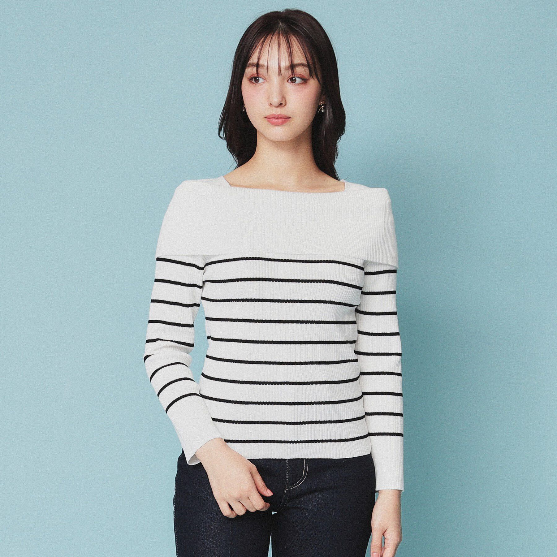 index「《美人百花掲載》オフショルダーリブニット【洗濯機洗い可/抗ピル】」|ニット・セーター|