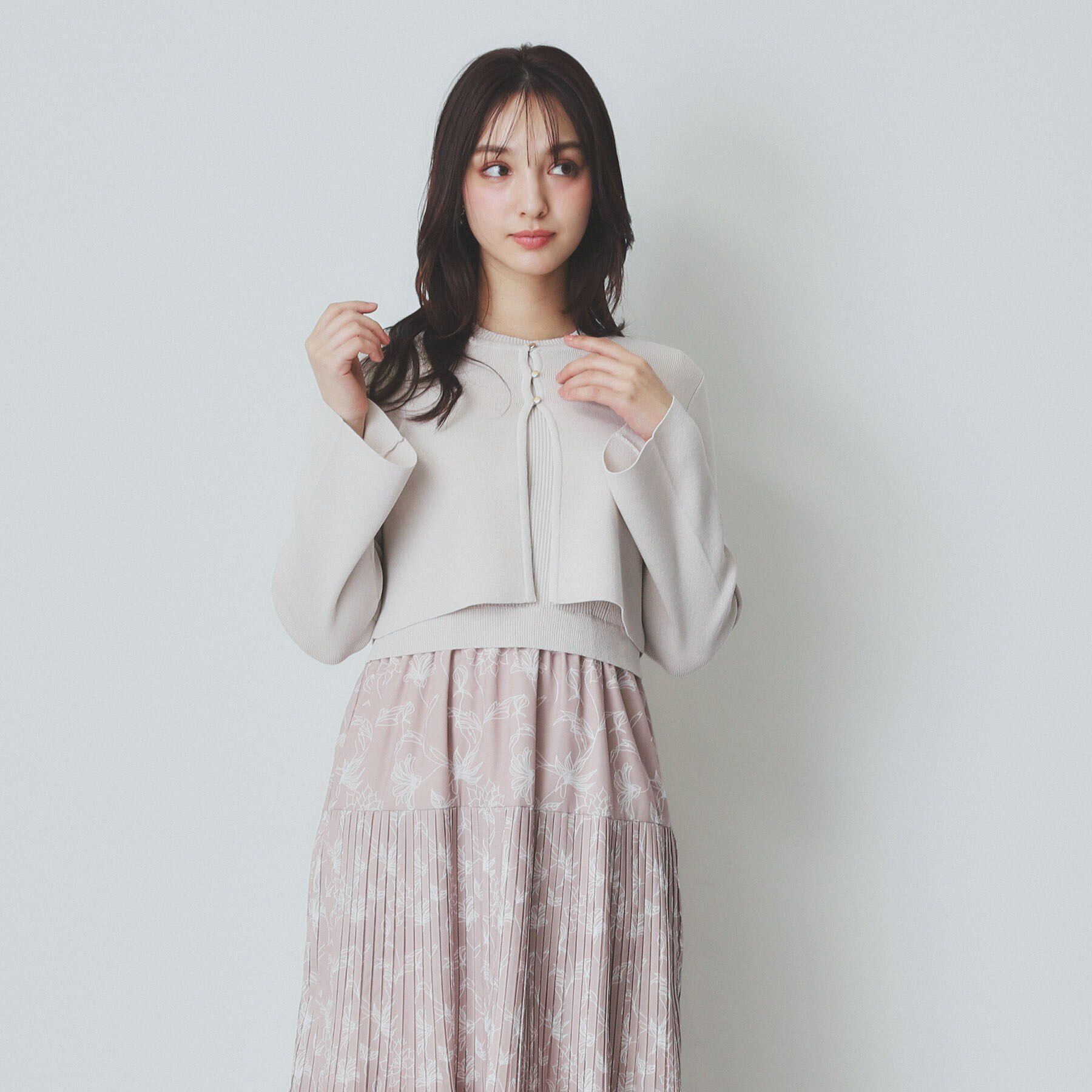 index「《ツインセット》カーディガン&times;ニットドッキングワンピース【洗濯機洗い可】」|スーツ|