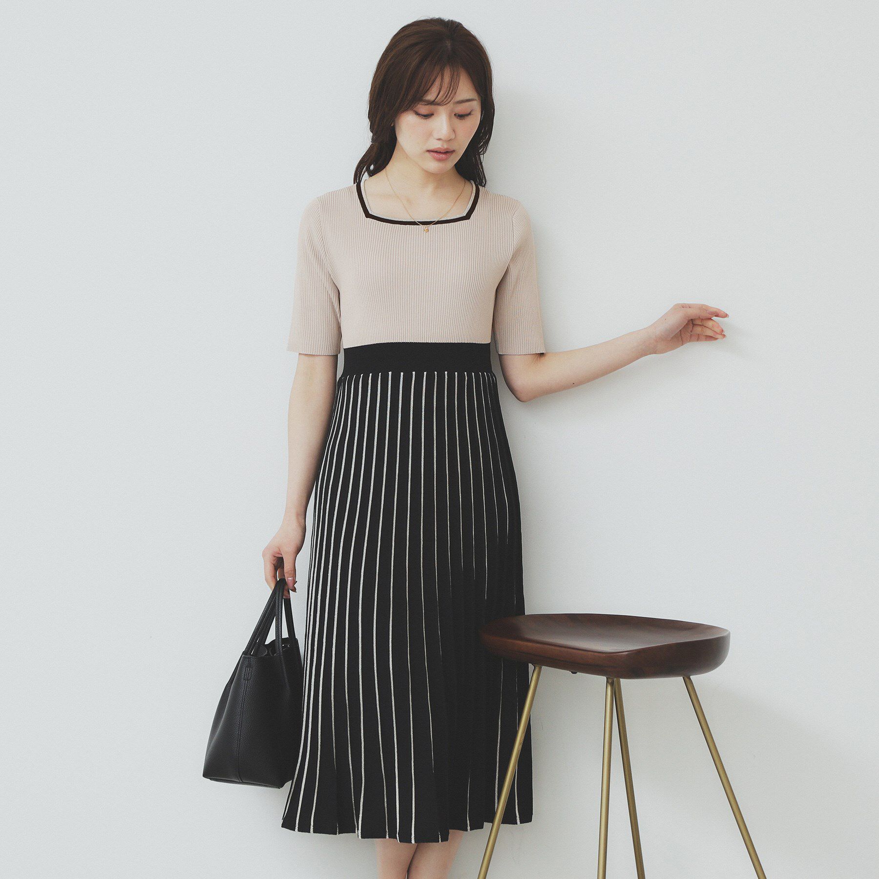 index「《ツインセット》カーディガン&times;バイカラーニットワンピース【洗濯機洗い可/抗ピル】」|スーツ|