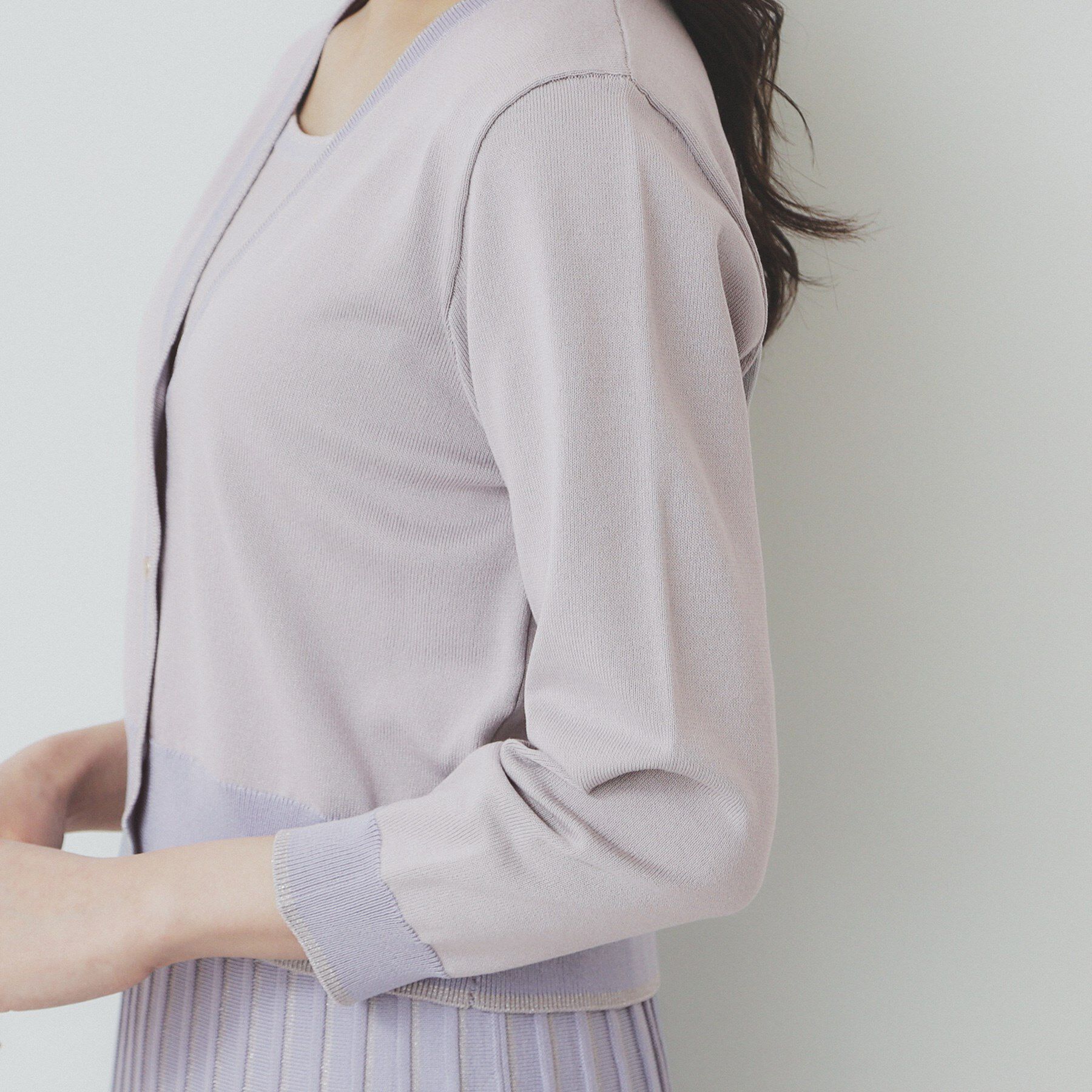 index「《ツインセット》カーディガン&times;バイカラーニットワンピース【洗濯機洗い可/抗ピル】」|スーツ|