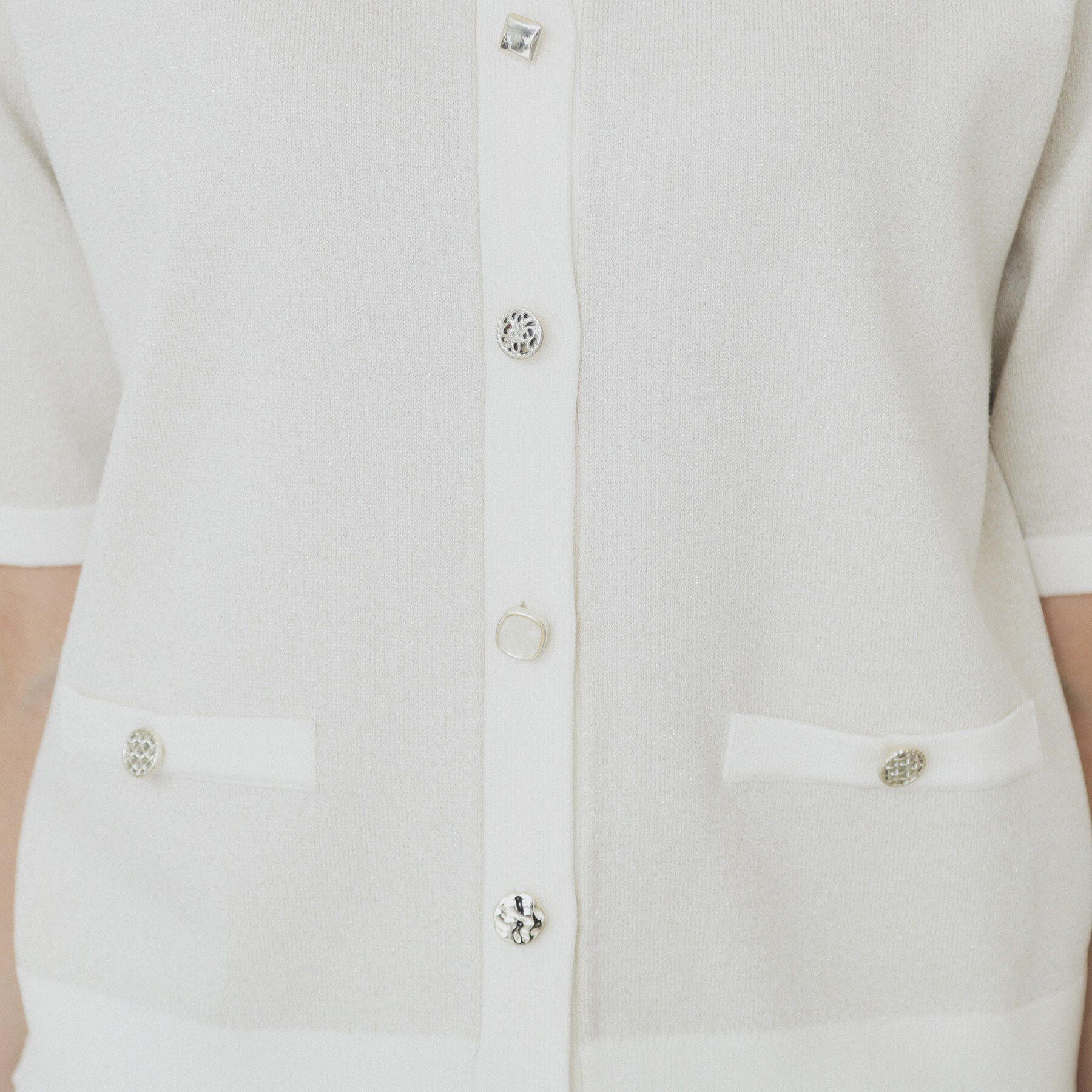 index「ラメバイカラー半袖カーディガン【洗濯機洗い可】」|カーディガン|