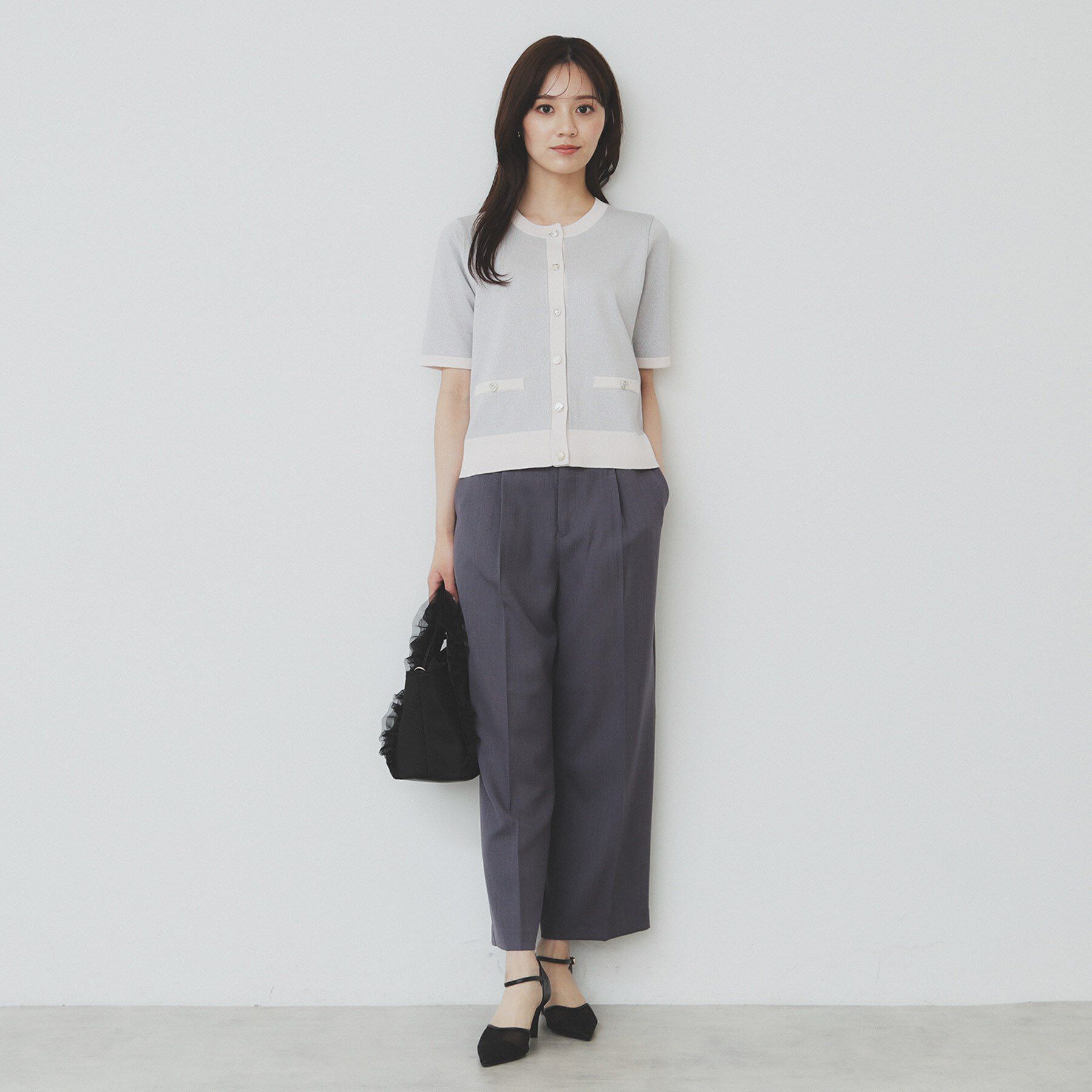 index「ラメバイカラー半袖カーディガン【洗濯機洗い可】」|カーディガン|