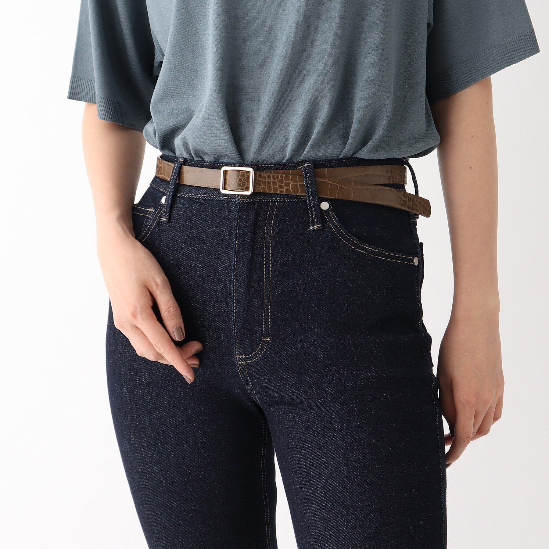 OPAQUE.CLIP「クロコダイル調スクエアベルト」|ベルト|