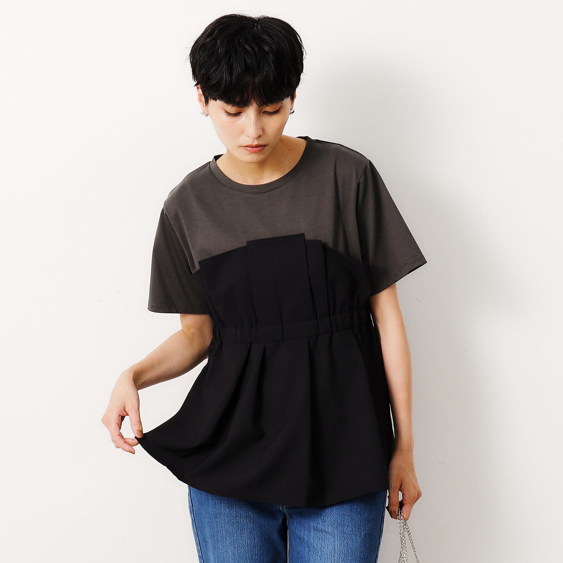 OPAQUE.CLIP「ビスチェドッキングカットソー【洗濯機洗い可】」|Tシャツ・カットソー|