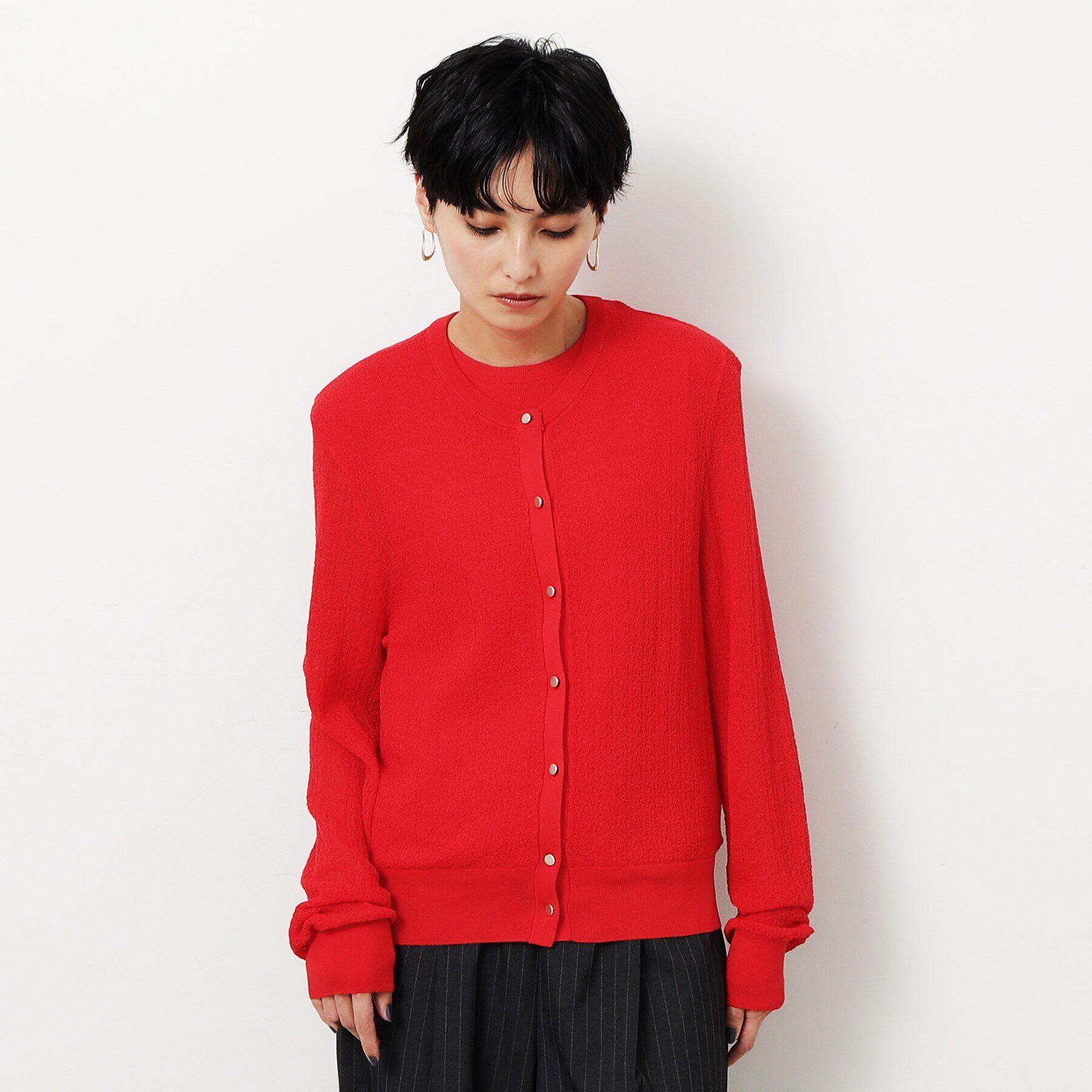 OPAQUE.CLIP「シアー柄編みニットカーディガン【洗える】」|カーディガン|