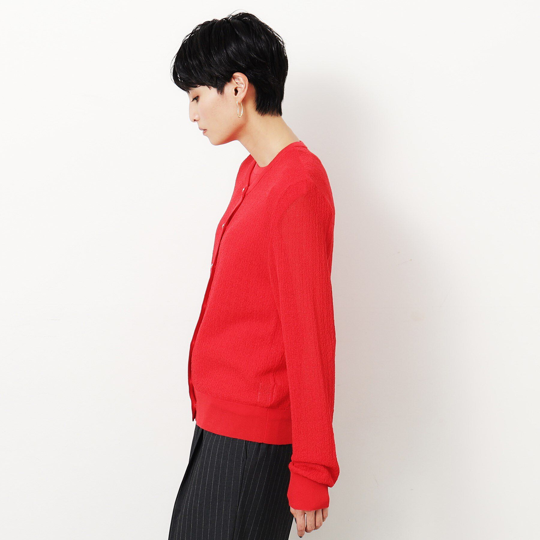 OPAQUE.CLIP「シアー柄編みニットカーディガン【洗える】」|カーディガン|