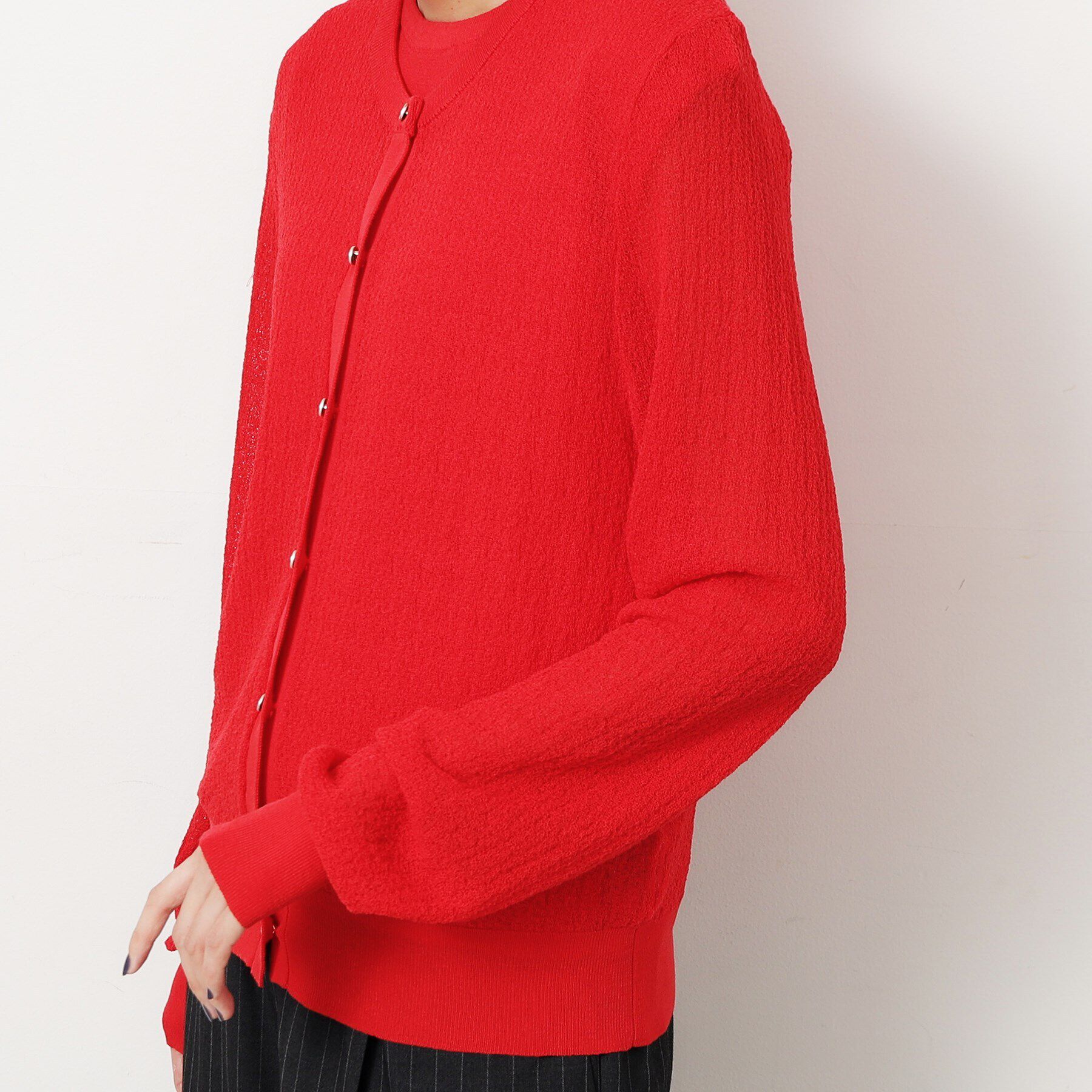 OPAQUE.CLIP「シアー柄編みニットカーディガン【洗える】」|カーディガン|