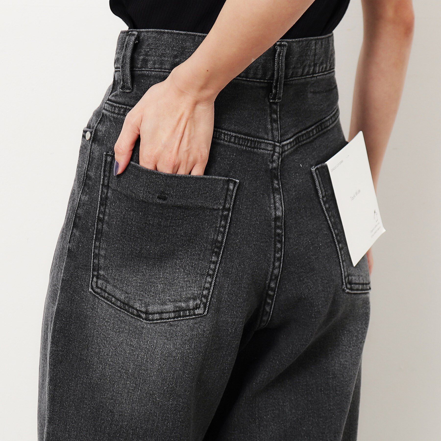 OPAQUE.CLIP「ストレッチタックワイドデニム／オーガニックコットン混【洗濯機洗い可】」|デニム|