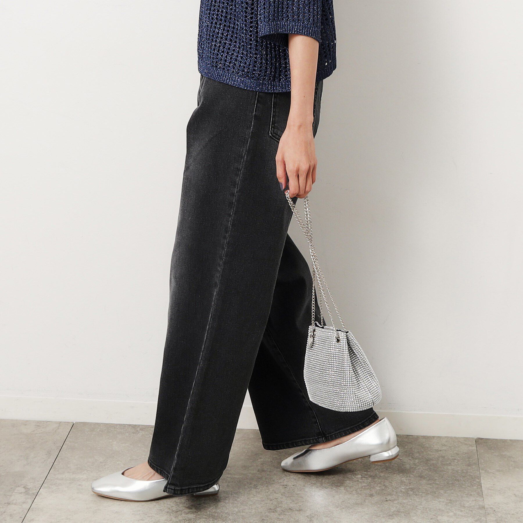 OPAQUE.CLIP「ストレッチタックワイドデニム／オーガニックコットン混【洗濯機洗い可】」|デニム|