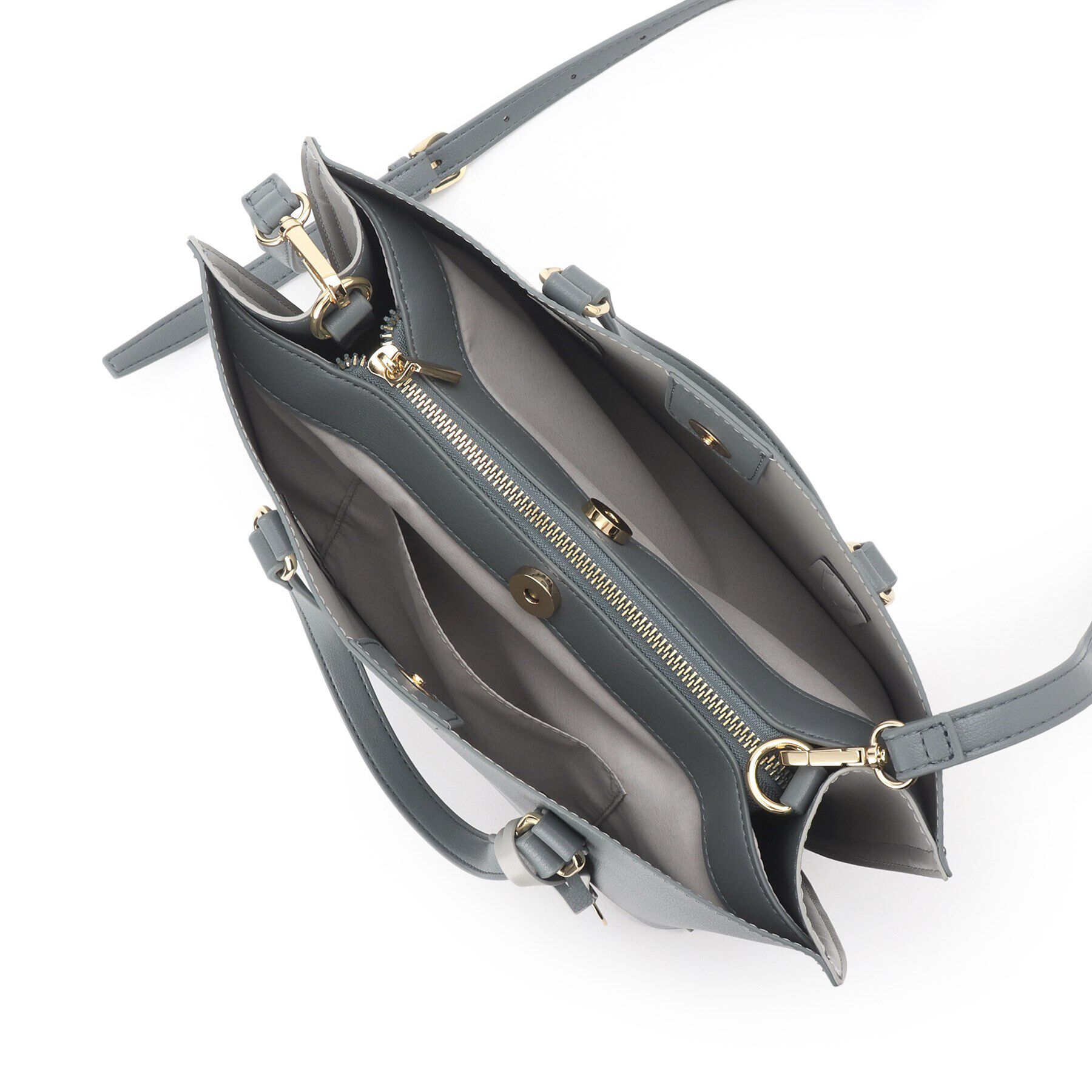 OPAQUE.CLIP「【2WAY／通勤対応】バイカラースムース合皮ミドルバッグ」|トートバッグ|