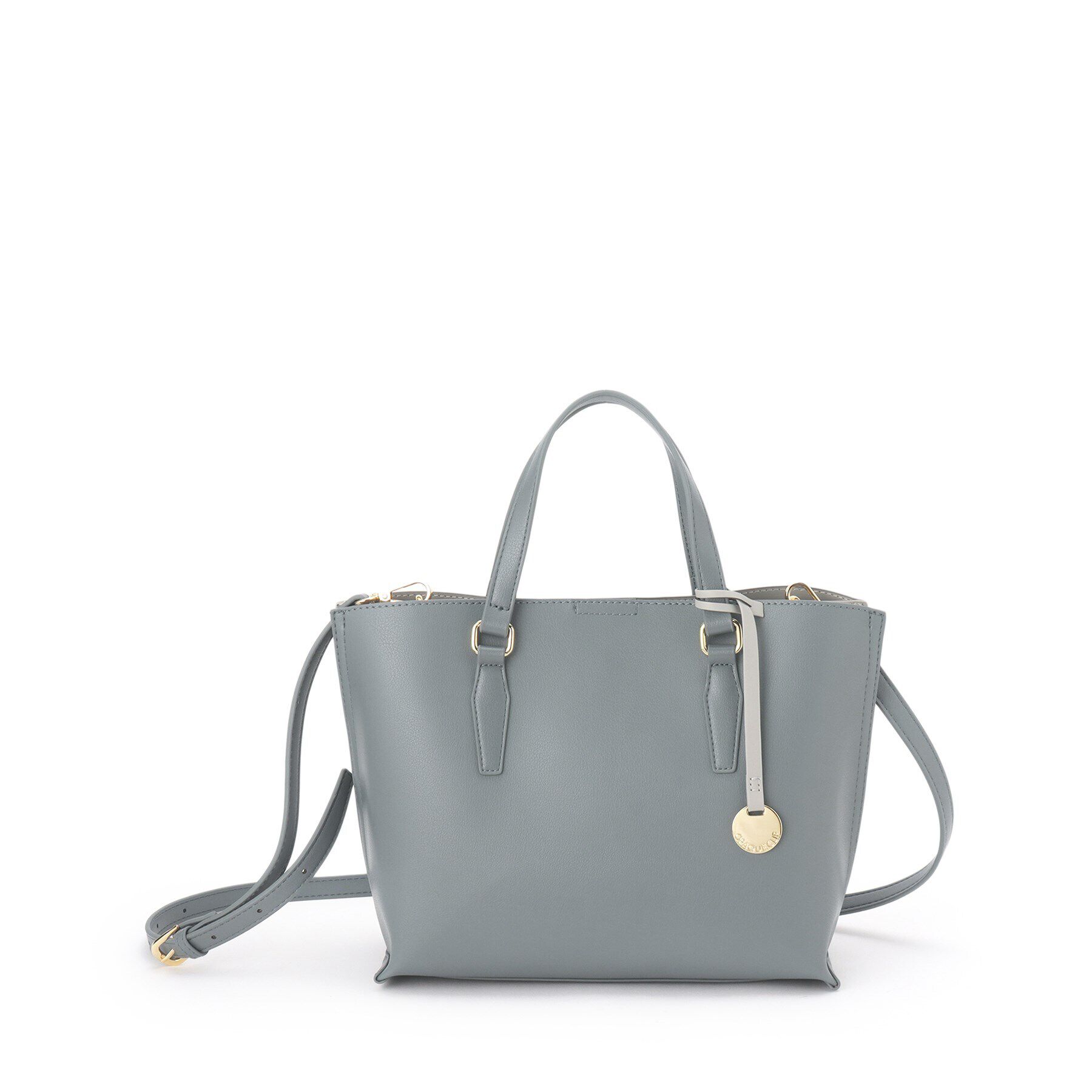 OPAQUE.CLIP「【2WAY／通勤対応】バイカラースムース合皮ミドルバッグ」|トートバッグ|ブルー(592)