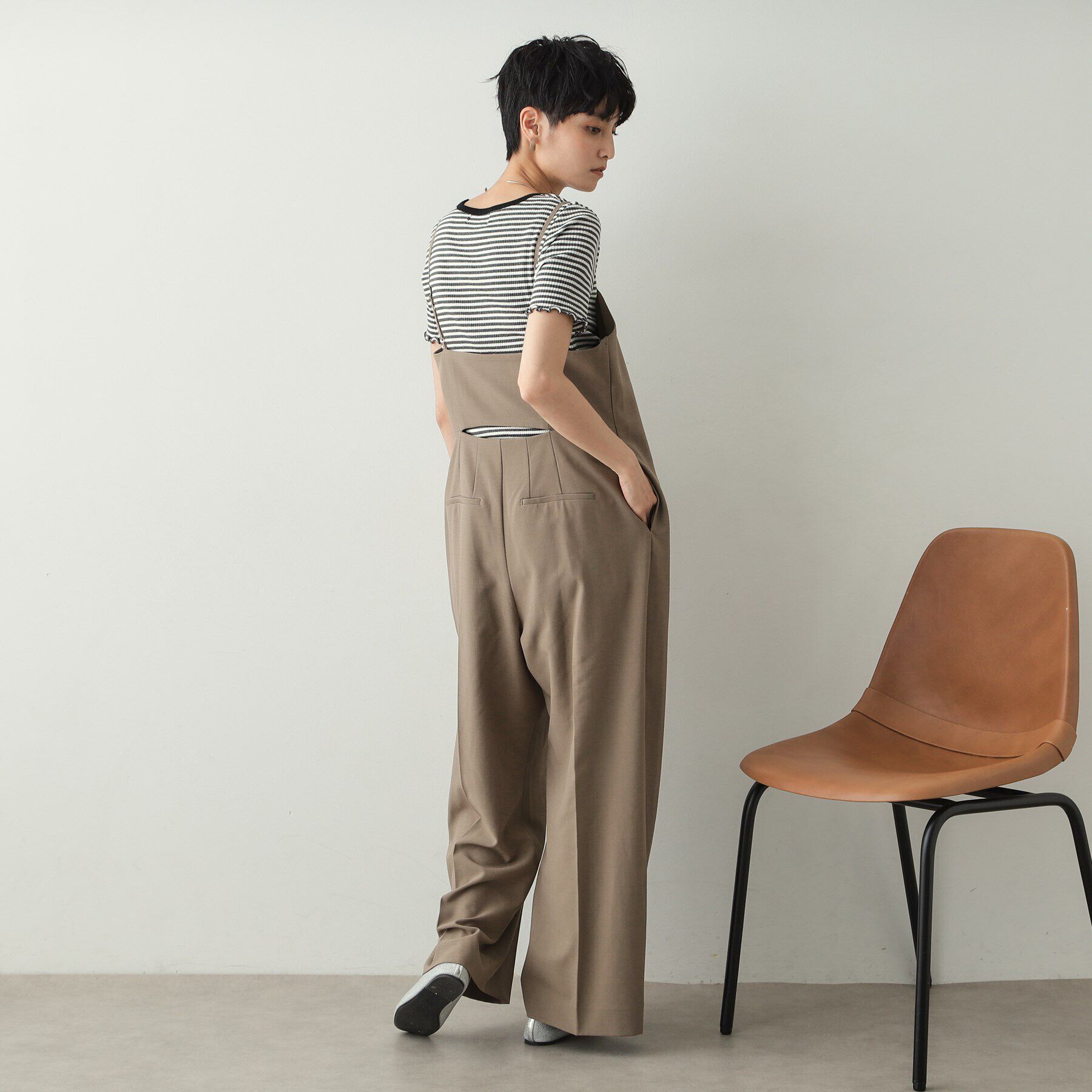 OPAQUE.CLIP「細ボーダーリブカットソー【洗濯機洗い可】」|Tシャツ・カットソー|