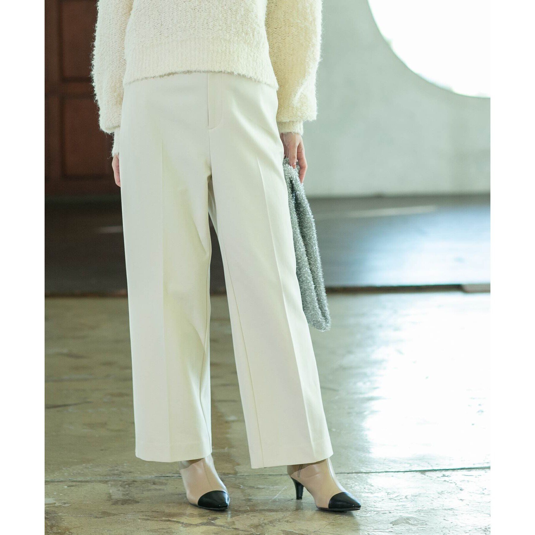 OPAQUE.CLIP「《SS-LLsize》着丈が選べる！裏起毛ストレッチワイドパンツ【蓄熱素材/洗濯機洗い可】」|その他|