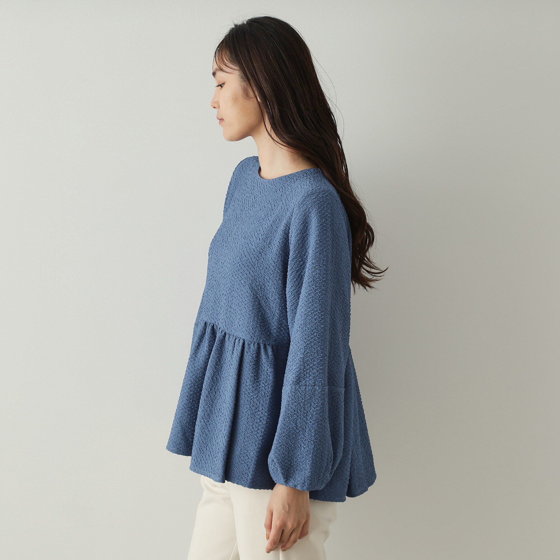 OPAQUE.CLIP「ふくれジャカードペプラムブラウス【洗濯機洗い可】」|シャツ・ブラウス|