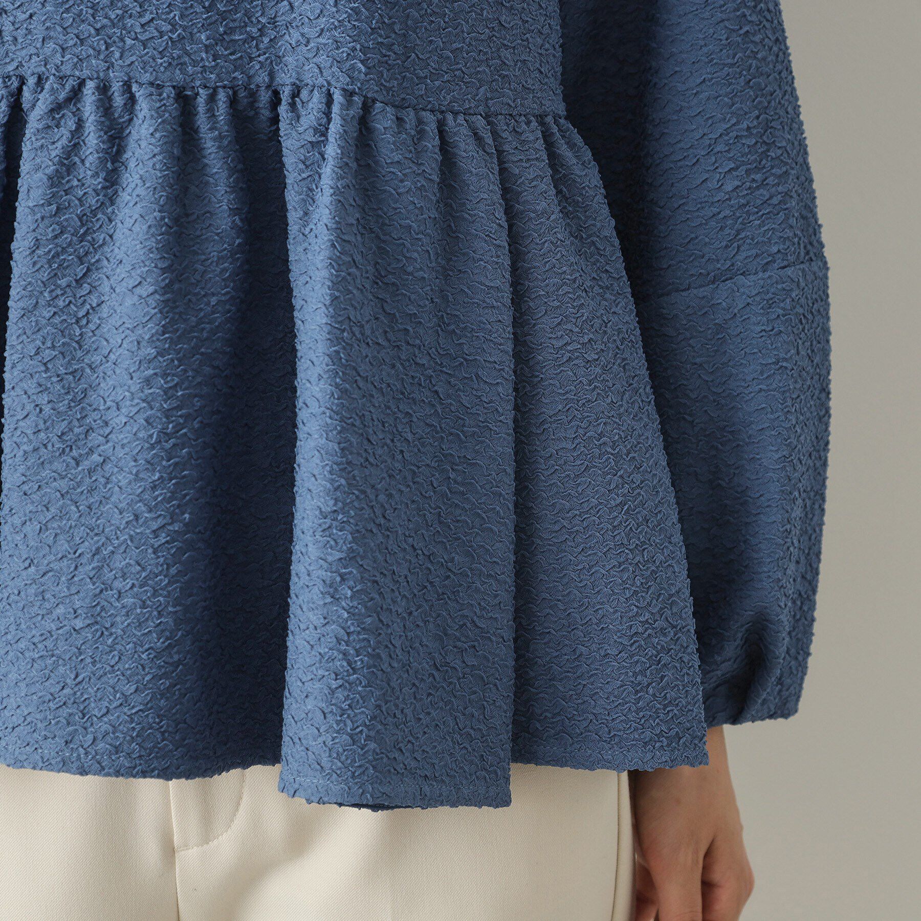 OPAQUE.CLIP「ふくれジャカードペプラムブラウス【洗濯機洗い可】」|シャツ・ブラウス|