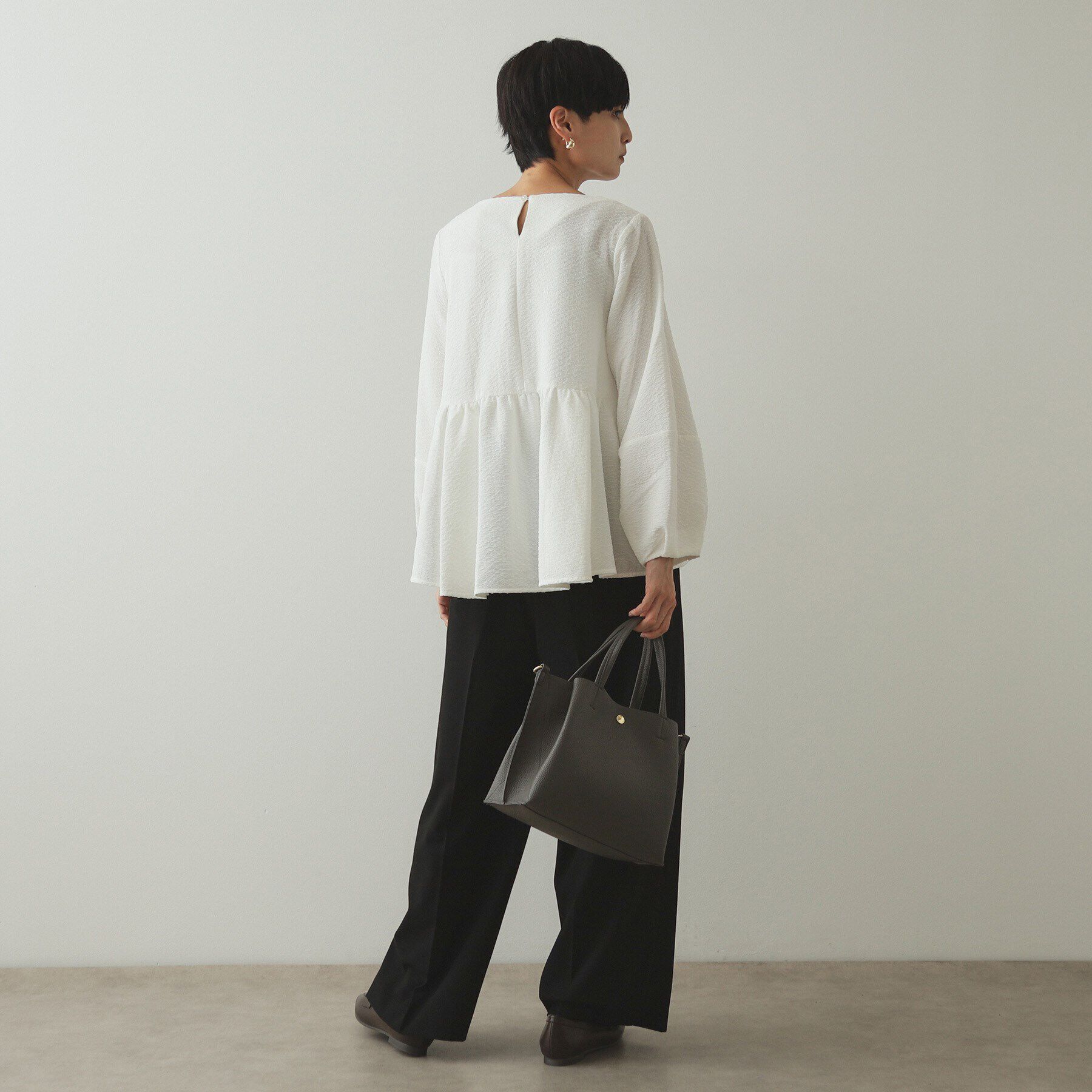 OPAQUE.CLIP「ふくれジャカードペプラムブラウス【洗濯機洗い可】」|シャツ・ブラウス|