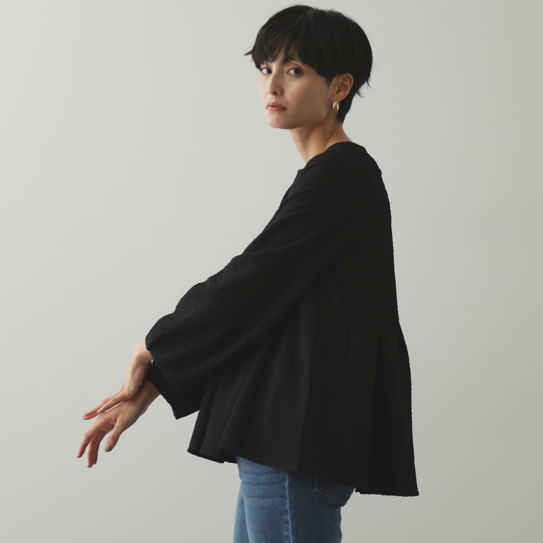 OPAQUE.CLIP「ふくれジャカードペプラムブラウス【洗濯機洗い可】」|シャツ・ブラウス|