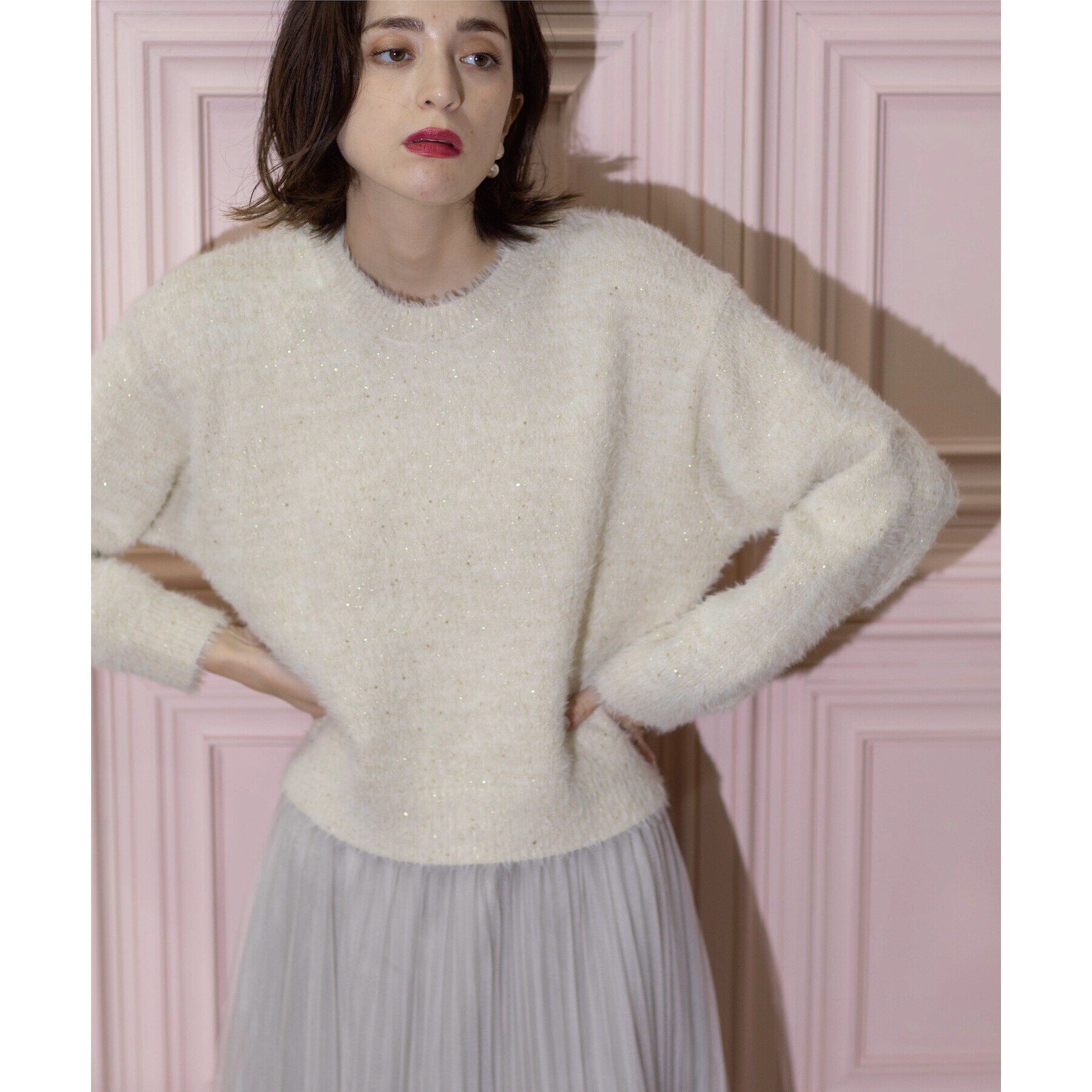 OPAQUE.CLIP「≪エマール検証済≫スパンコールフェザーニット【洗濯機洗い可/抗ピル】」|ニット・セーター|