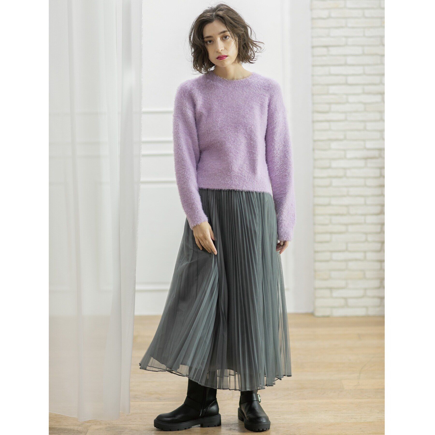 OPAQUE.CLIP「≪エマール検証済≫スパンコールフェザーニット【洗濯機洗い可/抗ピル】」|ニット・セーター|