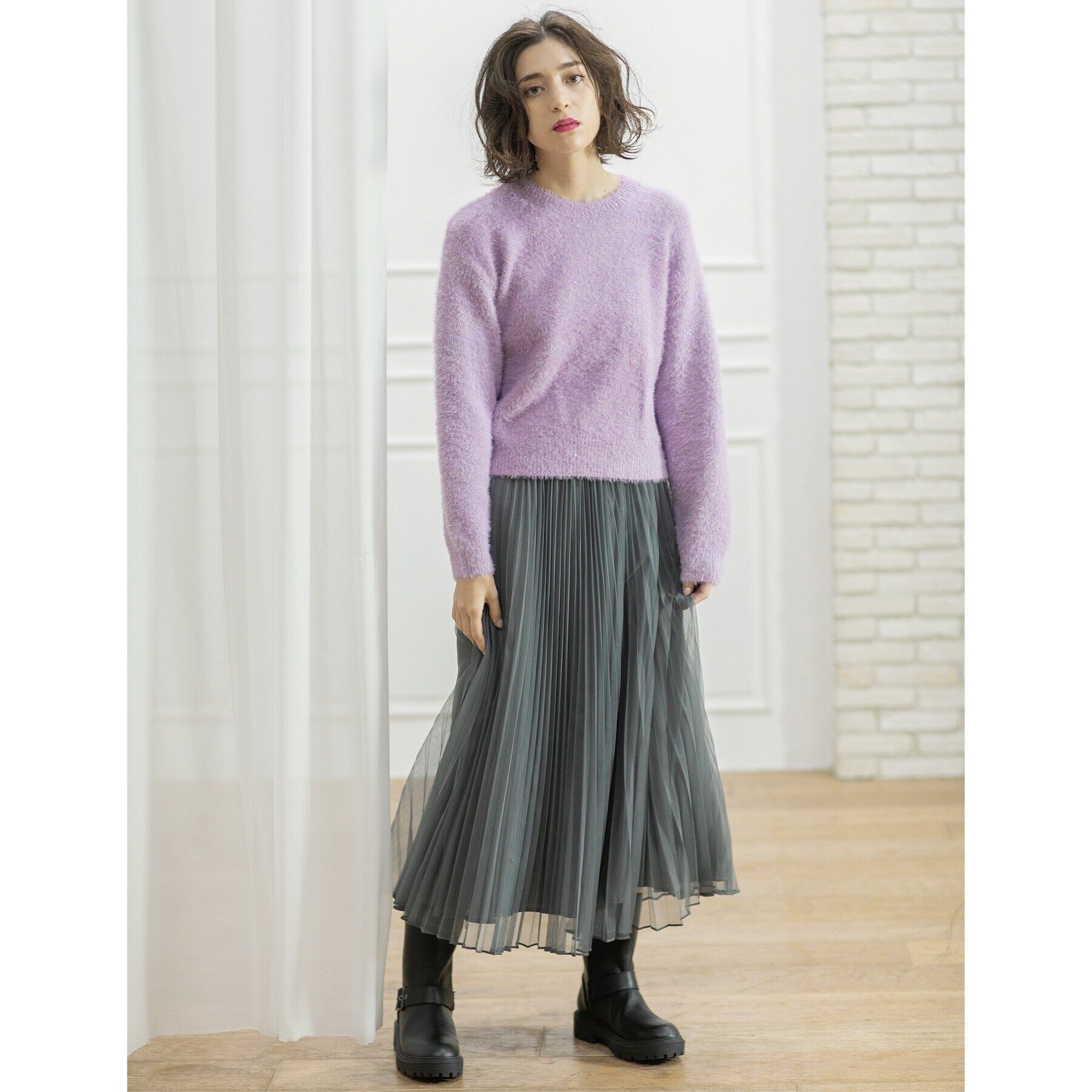 OPAQUE.CLIP「≪エマール検証済≫スパンコールフェザーニット【洗濯機洗い可/抗ピル】」|ニット・セーター|