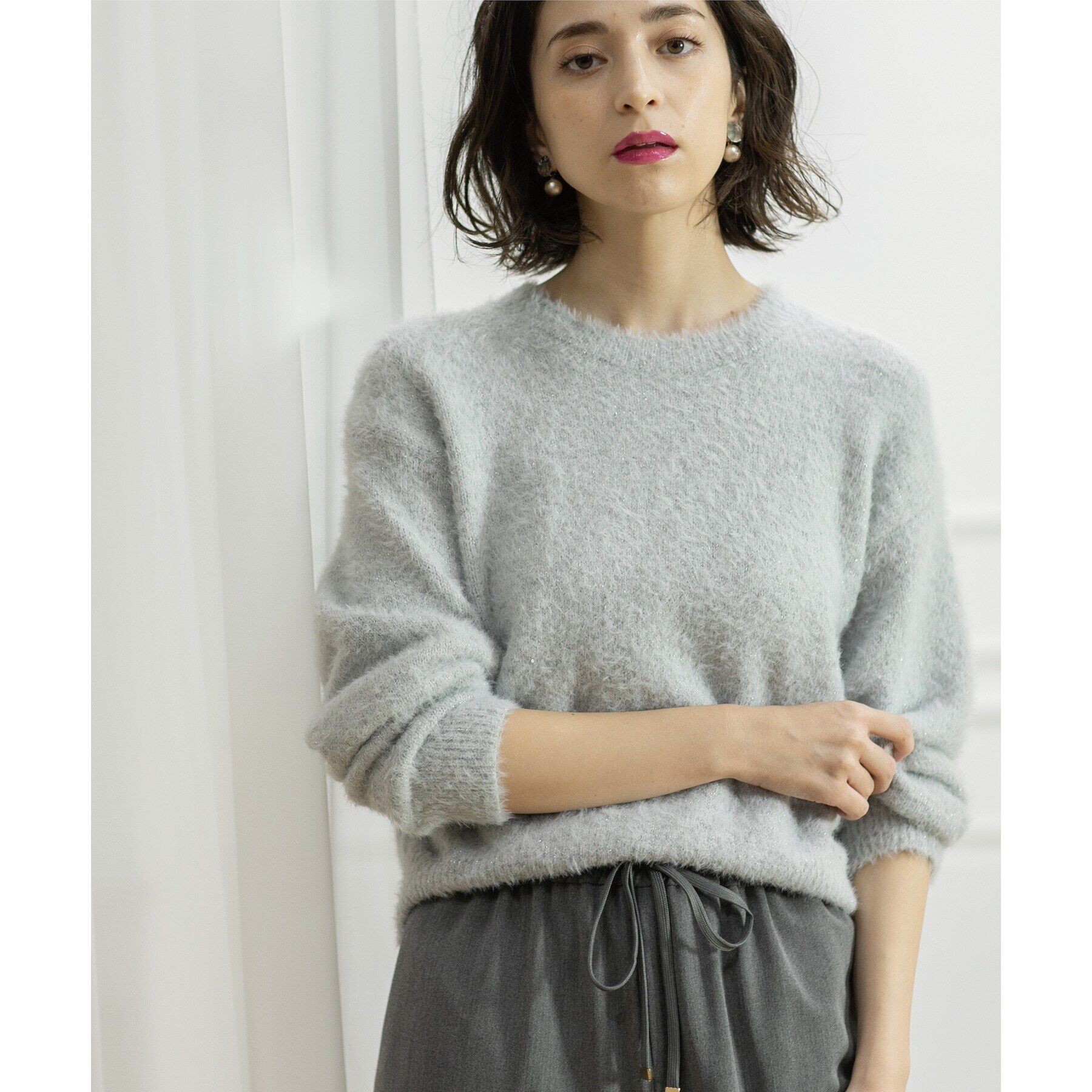 OPAQUE.CLIP「≪エマール検証済≫スパンコールフェザーニット【洗濯機洗い可/抗ピル】」|ニット・セーター|