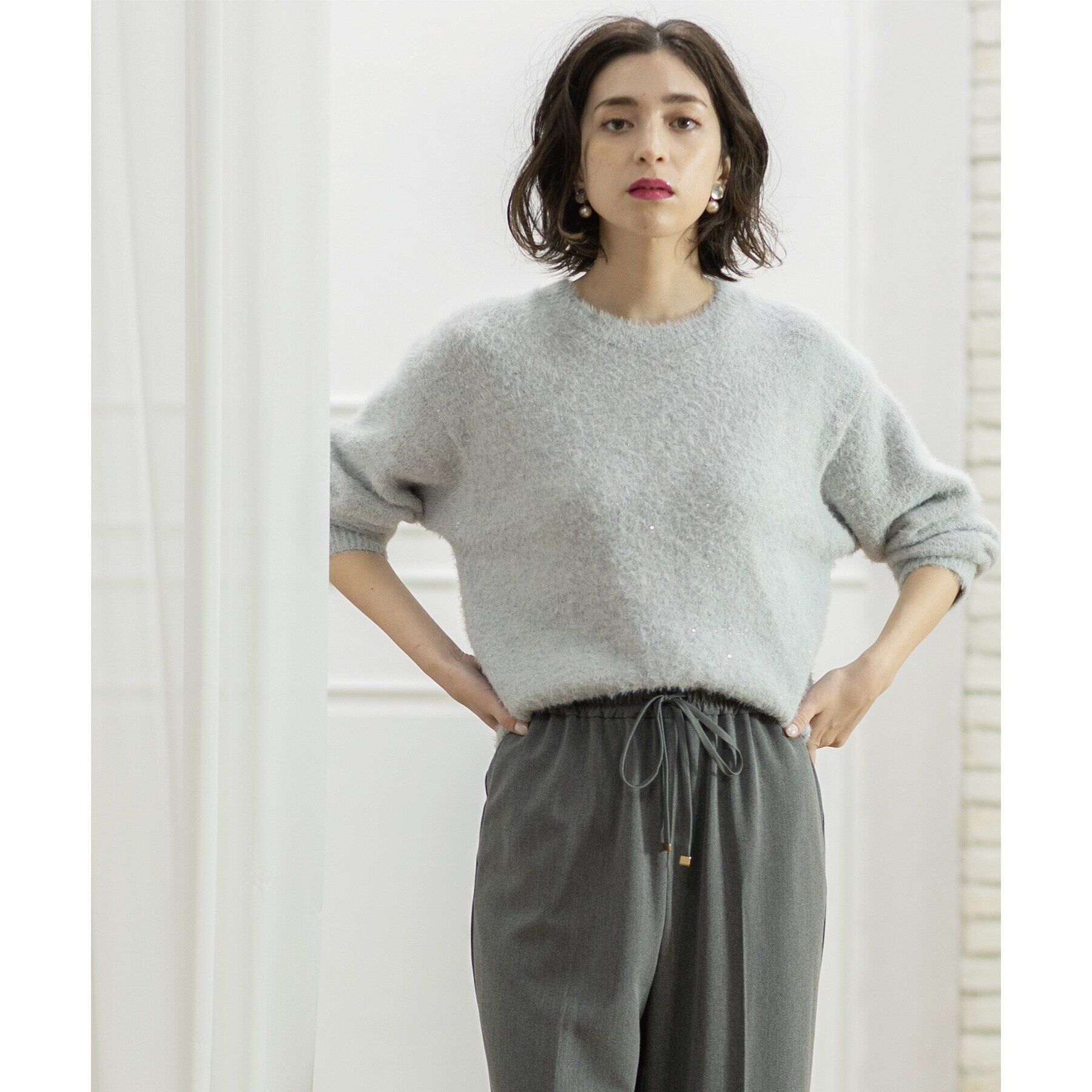 OPAQUE.CLIP「≪エマール検証済≫スパンコールフェザーニット【洗濯機洗い可/抗ピル】」|ニット・セーター|