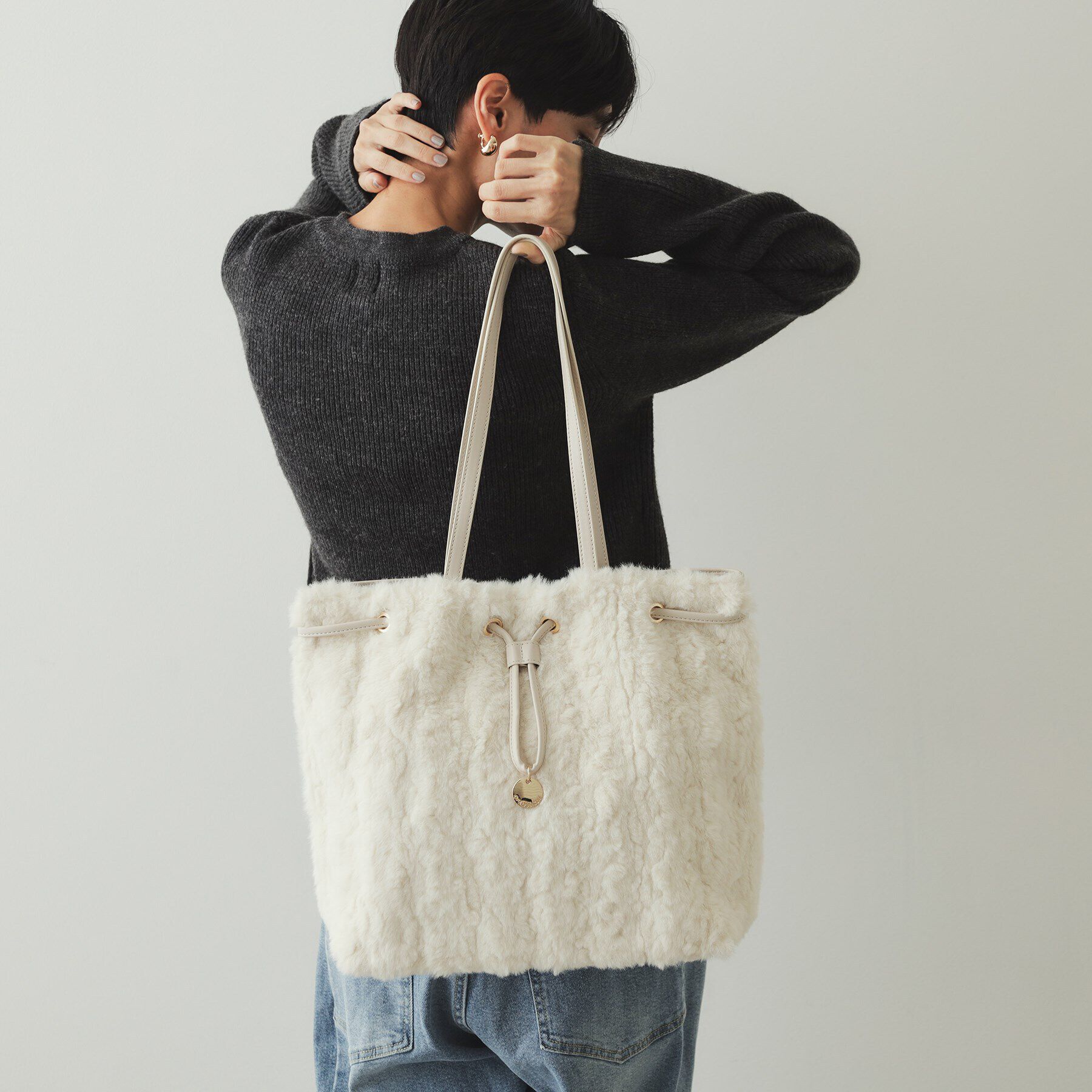 OPAQUE.CLIP「【2WAY／A4サイズ対応】フロントドロストコンビトートバッグ」|トートバッグ|アイボリー(004)