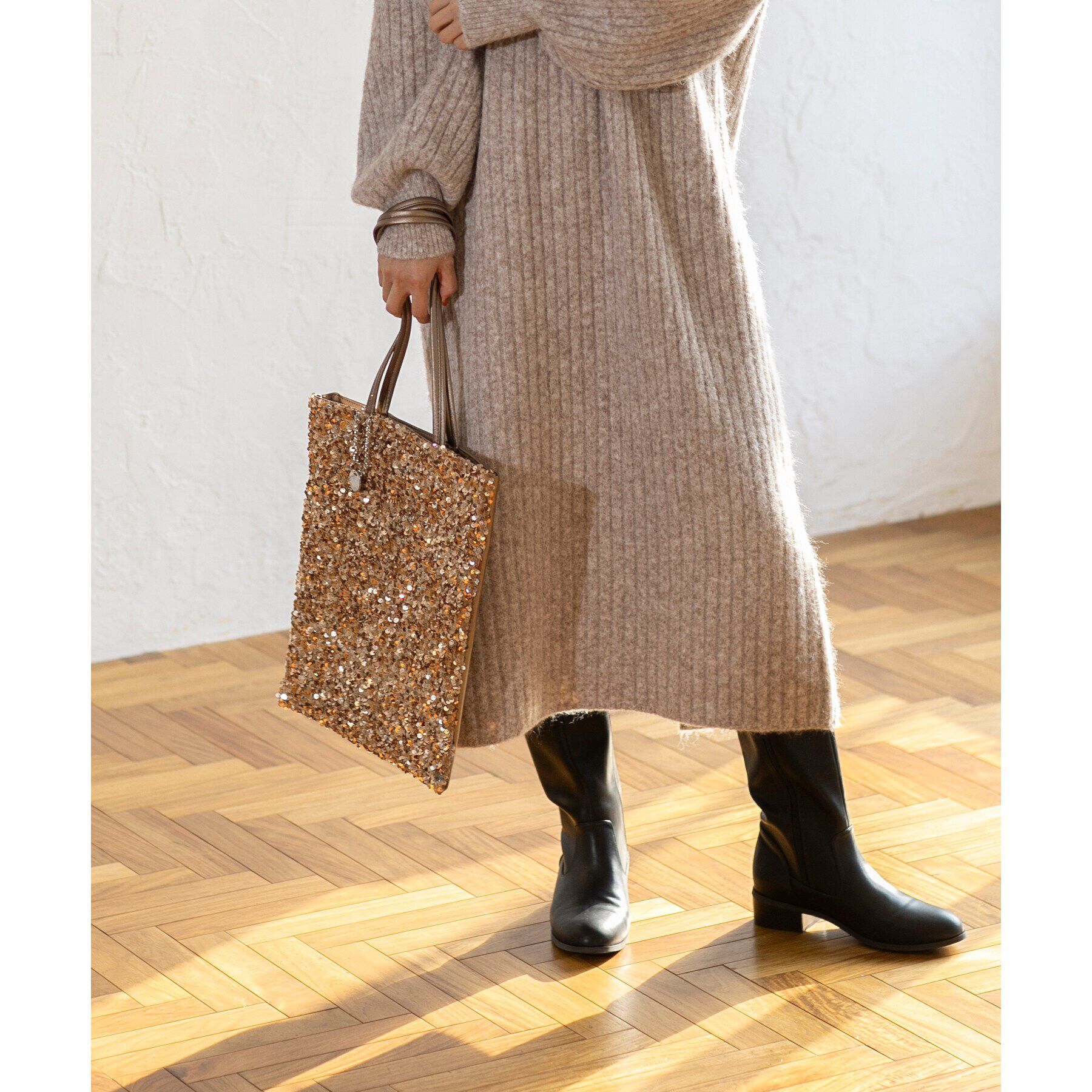 OPAQUE.CLIP「【A4サイズ対応】スパンコールコンビトートバッグ」|トートバッグ|