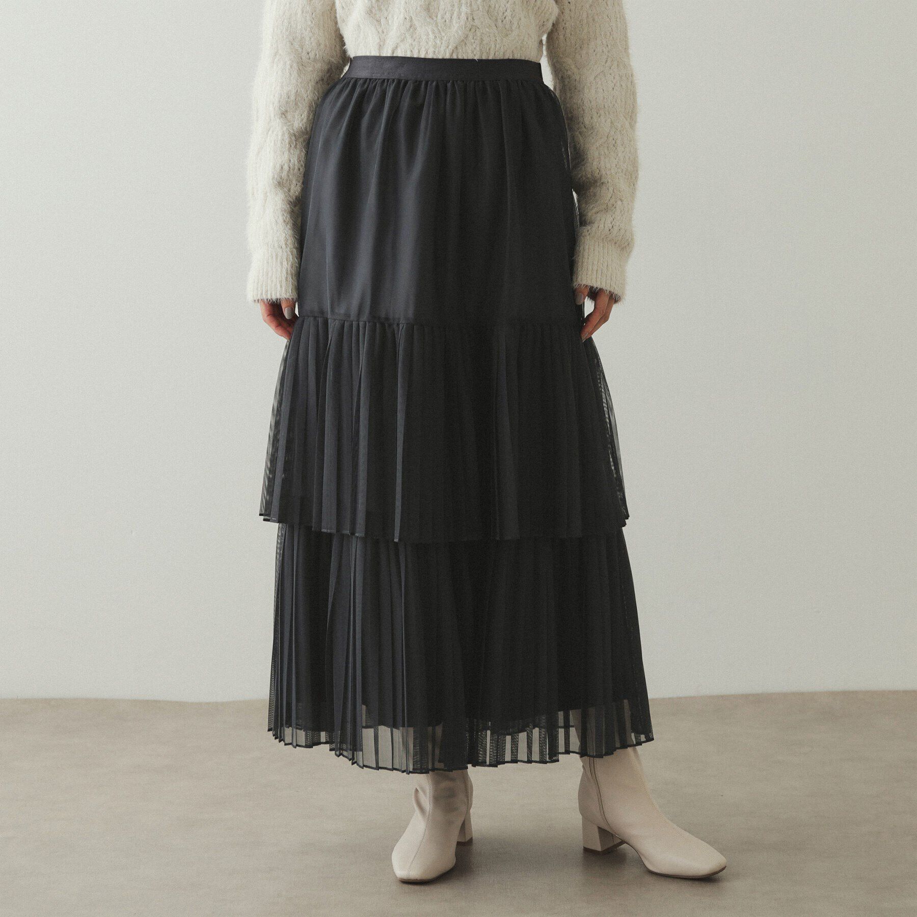 OPAQUE.CLIP「チュールプリーツティアードスカート【洗濯機洗い可】」|スカート|
