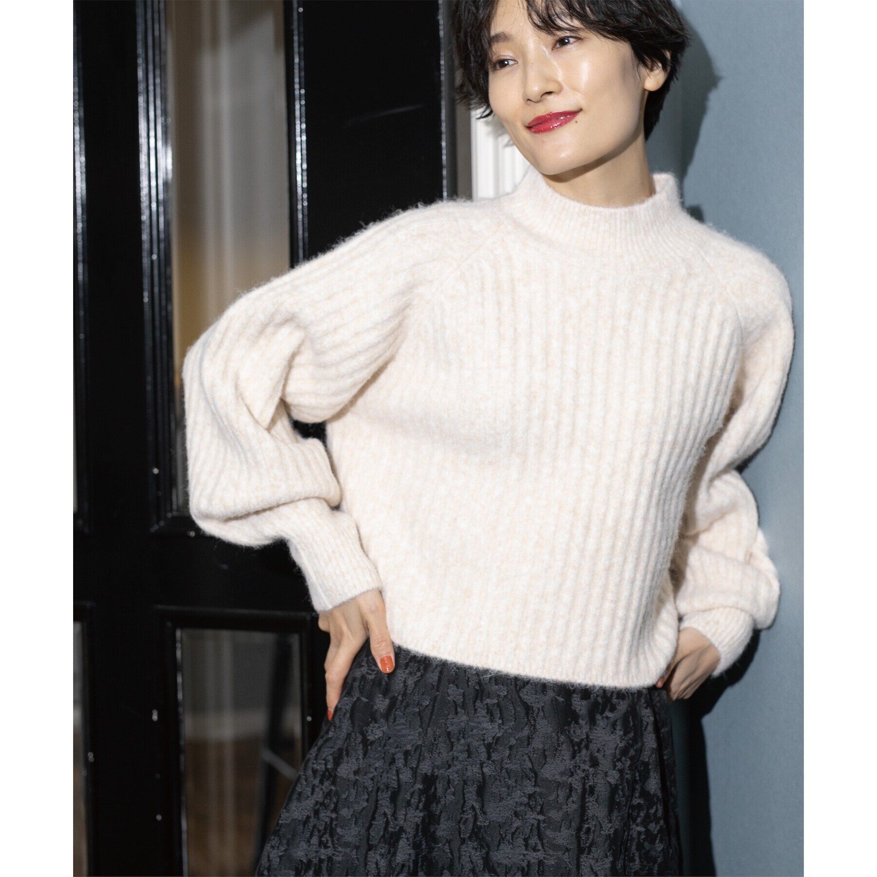 OPAQUE.CLIP「《美人百花掲載》ミドルゲージショートワイドリブニット【洗濯機洗い可】」|ニット・セーター|