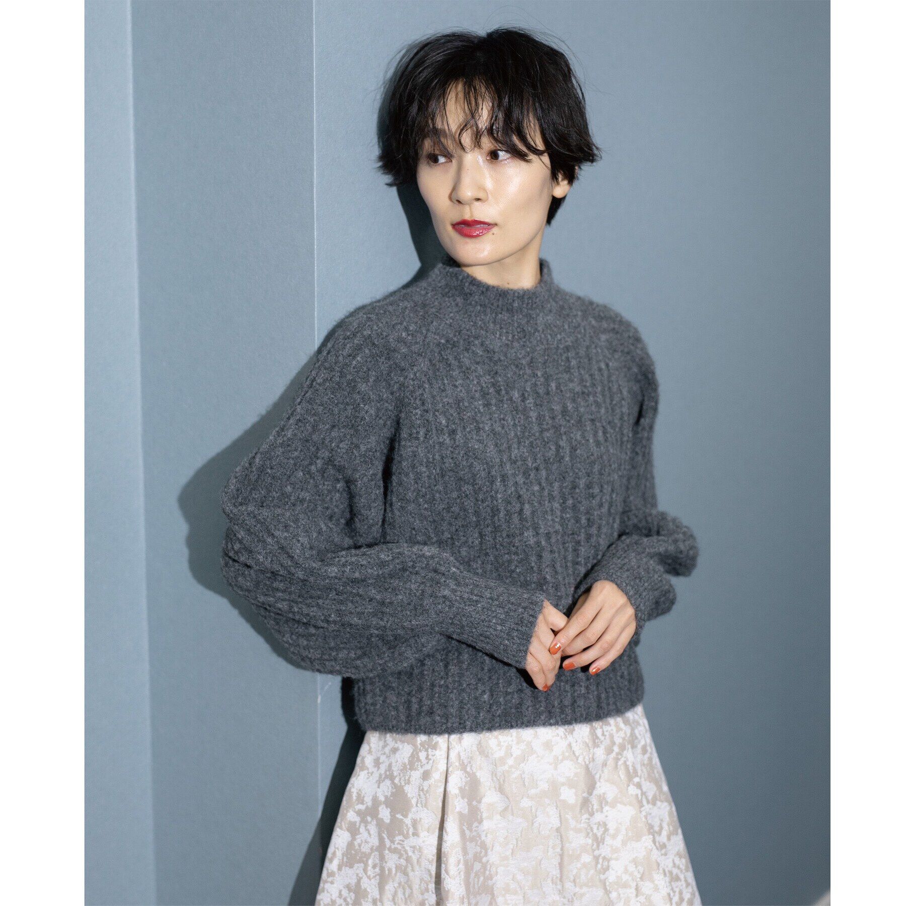 OPAQUE.CLIP「《美人百花掲載》ミドルゲージショートワイドリブニット【洗濯機洗い可】」|ニット・セーター|