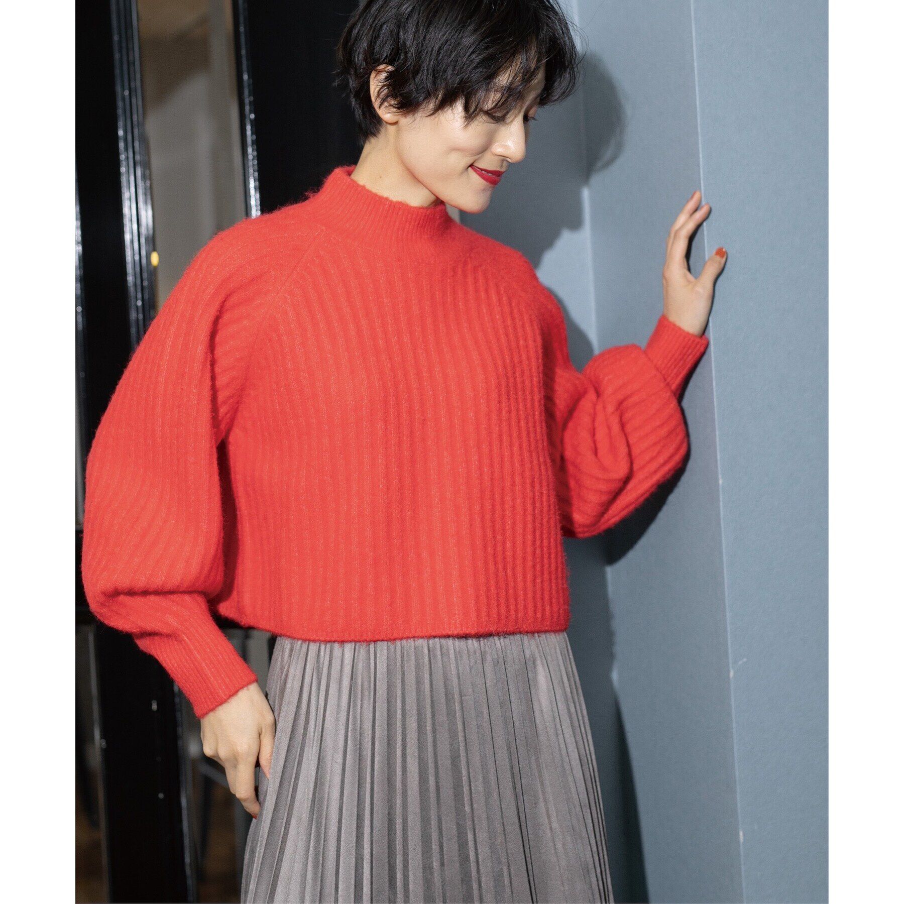 OPAQUE.CLIP「《美人百花掲載》ミドルゲージショートワイドリブニット【洗濯機洗い可】」|ニット・セーター|