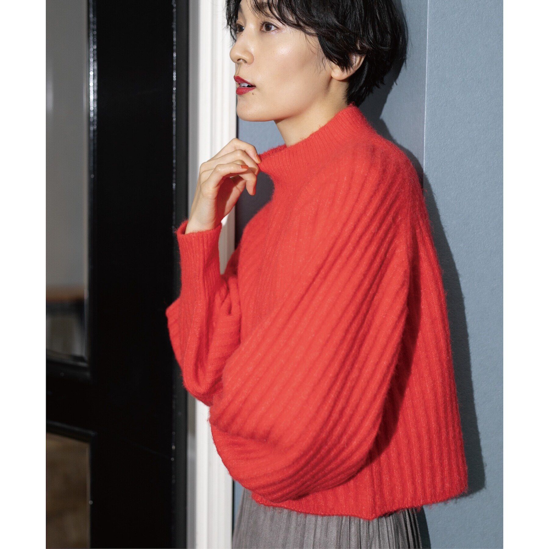 OPAQUE.CLIP「《美人百花掲載》ミドルゲージショートワイドリブニット【洗濯機洗い可】」|ニット・セーター|