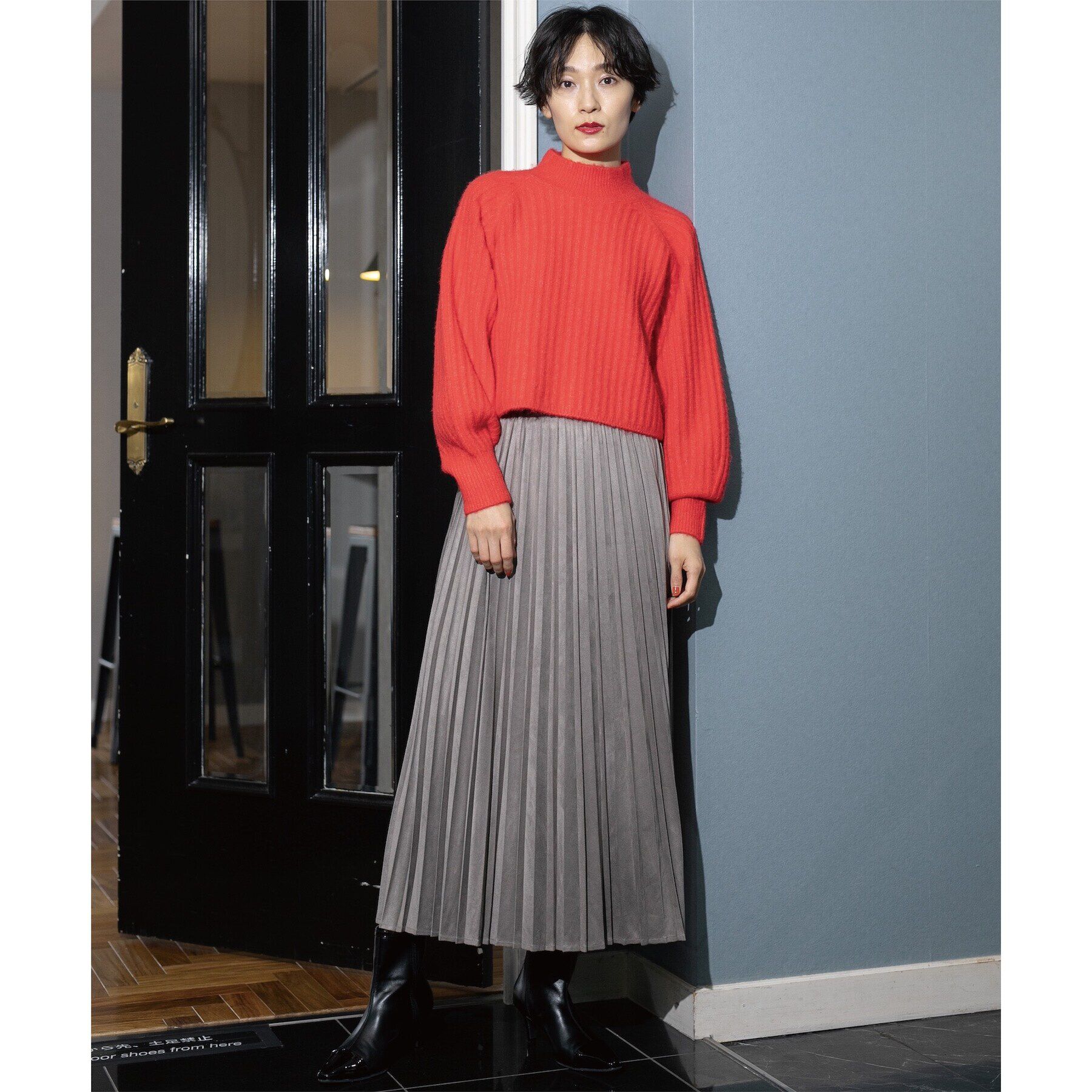 OPAQUE.CLIP「《美人百花掲載》ミドルゲージショートワイドリブニット【洗濯機洗い可】」|ニット・セーター|