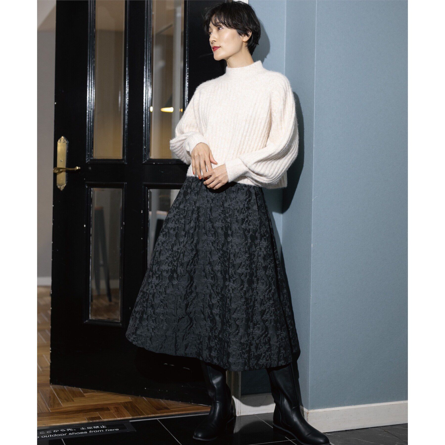 OPAQUE.CLIP「《美人百花掲載》ミドルゲージショートワイドリブニット【洗濯機洗い可】」|ニット・セーター|