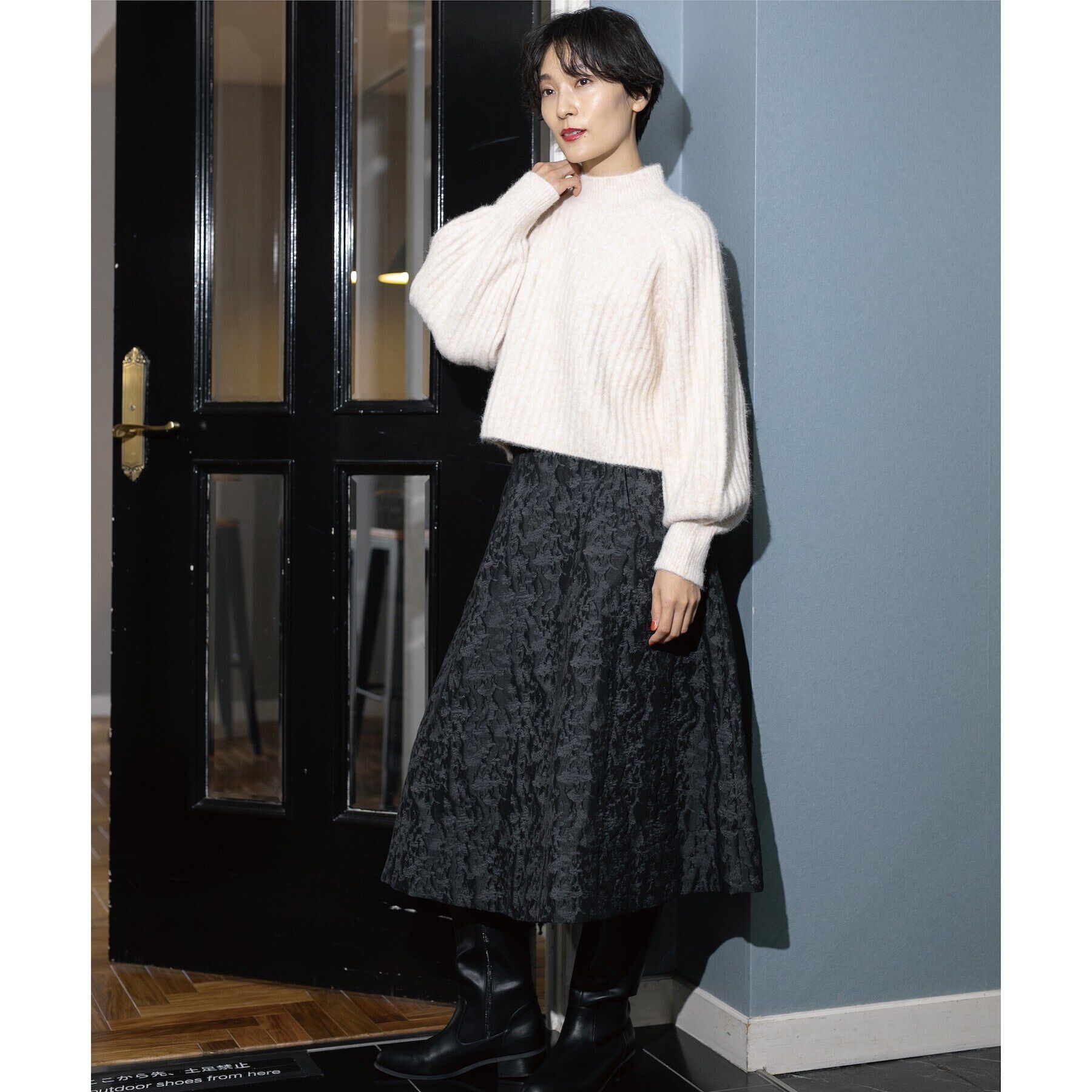 OPAQUE.CLIP「《美人百花掲載》ミドルゲージショートワイドリブニット【洗濯機洗い可】」|ニット・セーター|