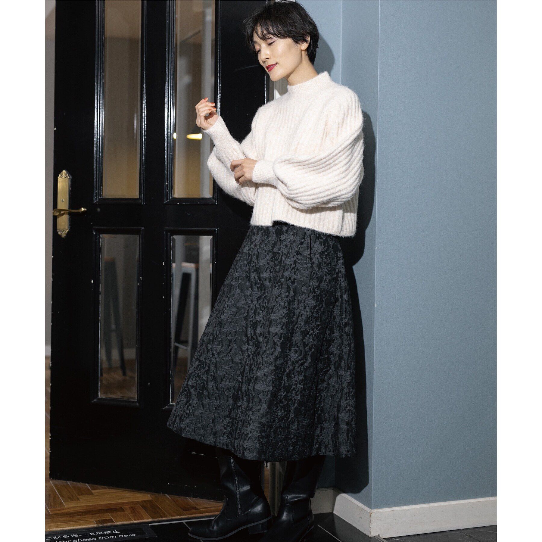 OPAQUE.CLIP「《美人百花掲載》ミドルゲージショートワイドリブニット【洗濯機洗い可】」|ニット・セーター|