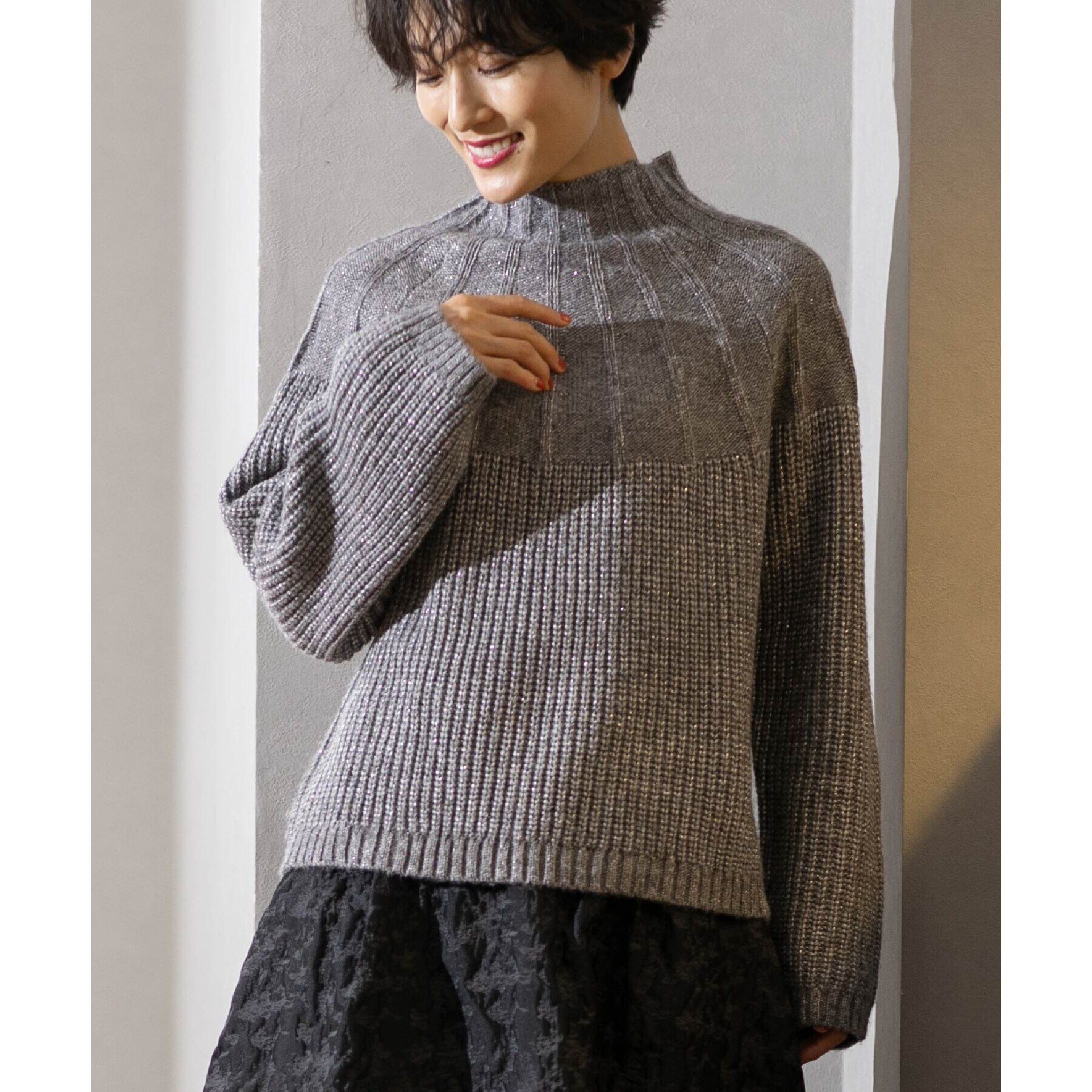 OPAQUE.CLIP「ラメ混ハイネックニット【洗濯機洗い可】」|ニット・セーター|