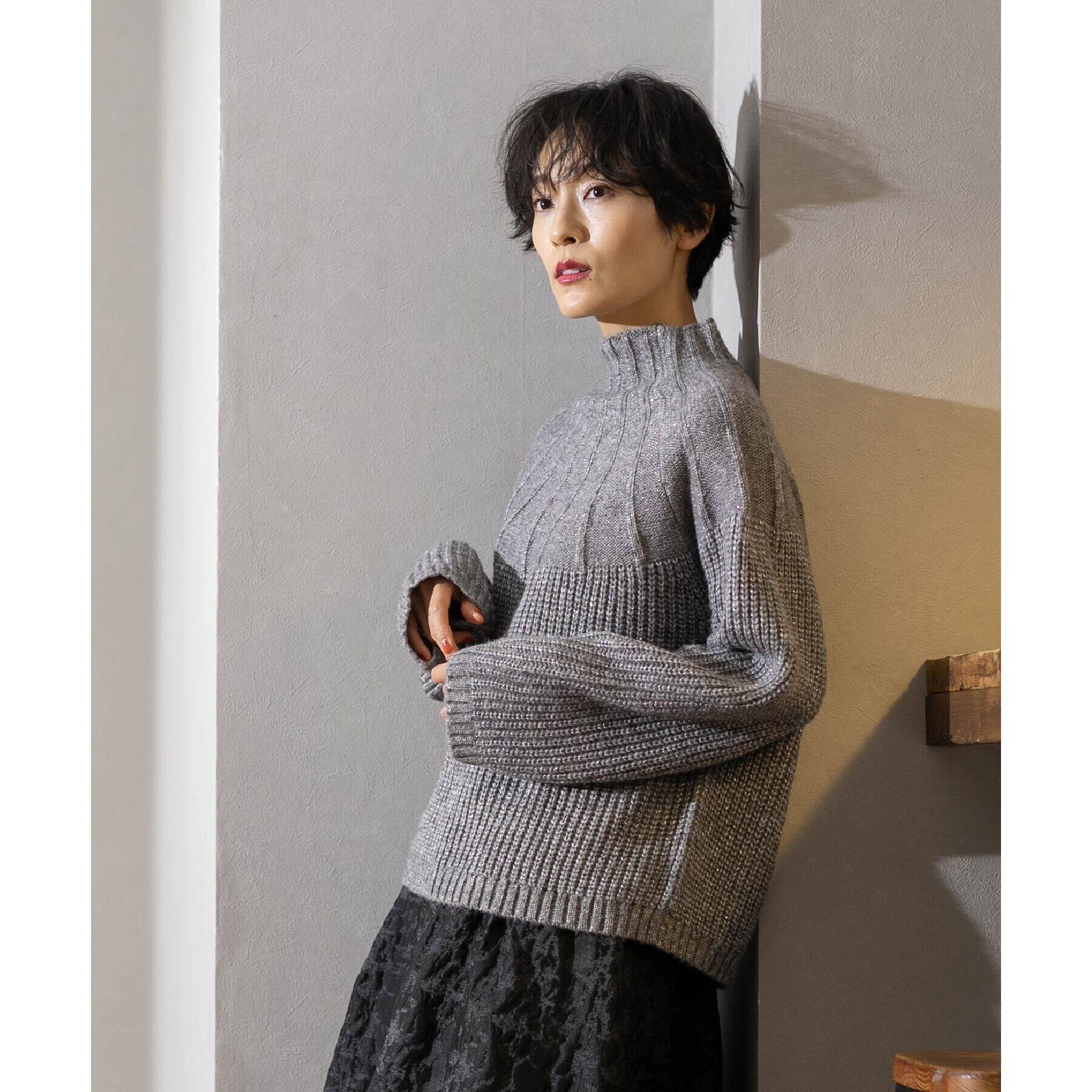 OPAQUE.CLIP「ラメ混ハイネックニット【洗濯機洗い可】」|ニット・セーター|